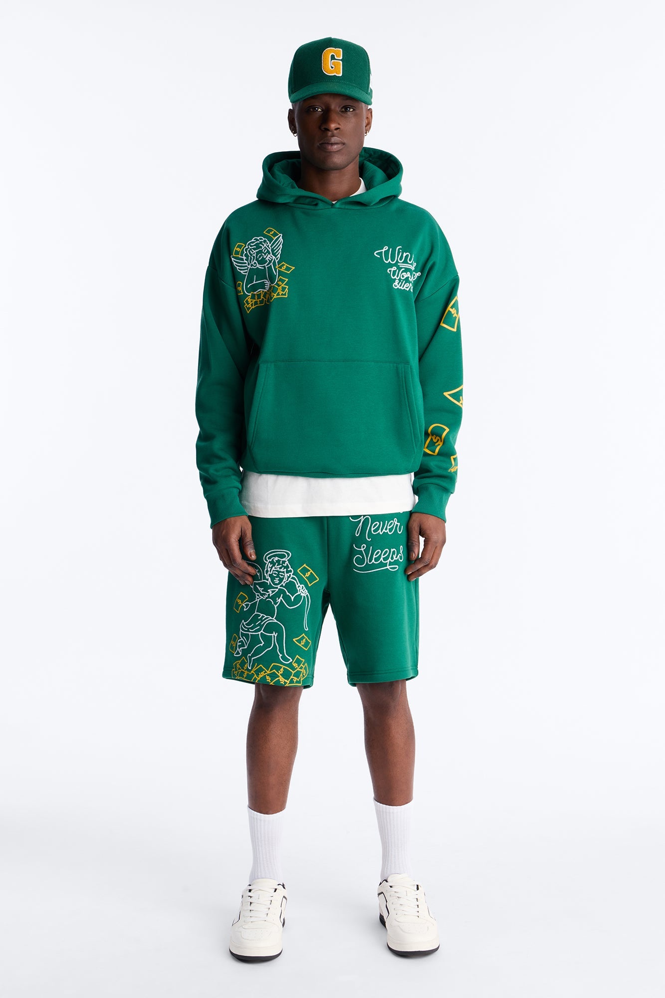 Paper Chaser Chain Stitch Oversized Hoodie - Green Fashion Nova