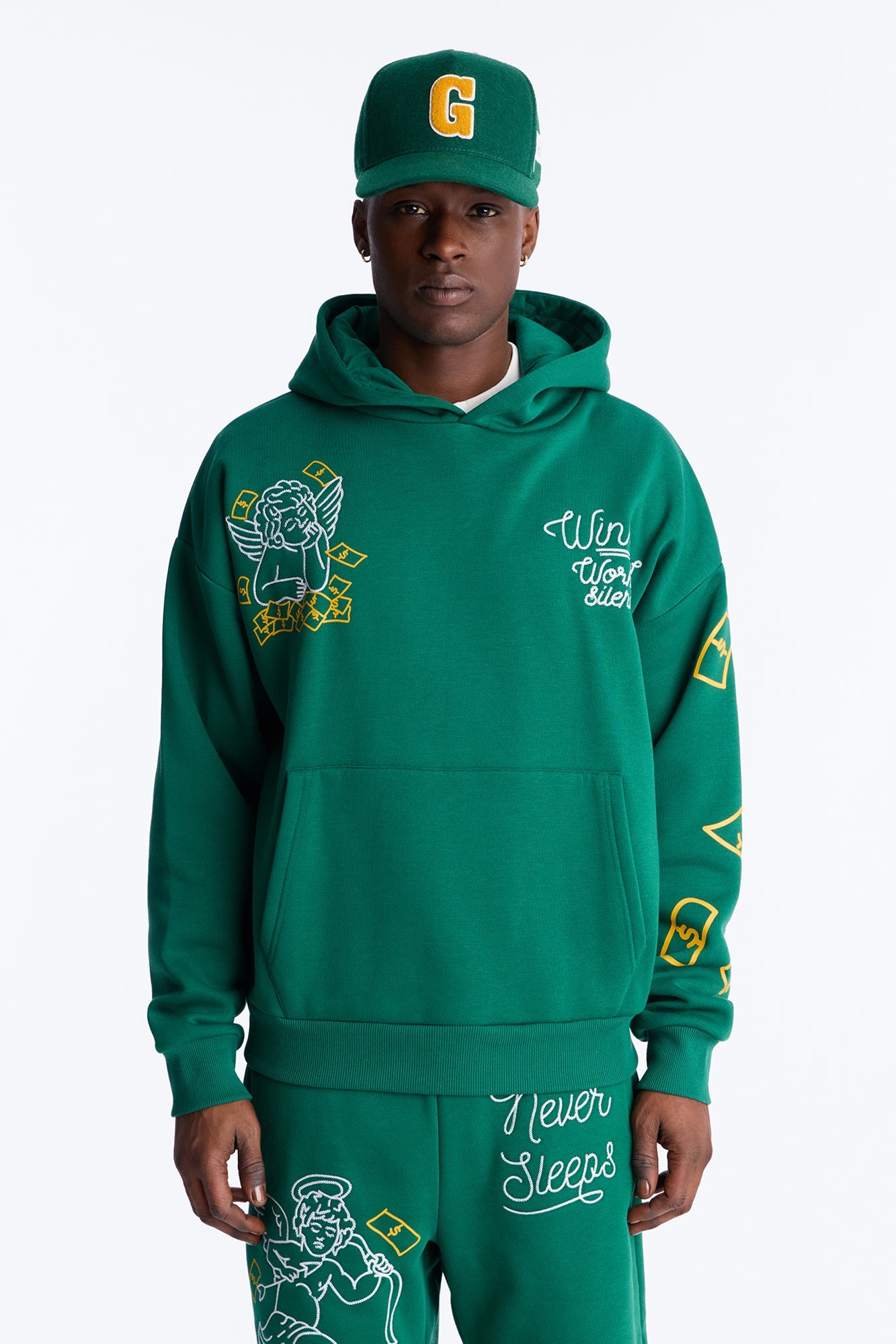 Paper Chaser Chain Stitch Oversized Hoodie - Green Fashion Nova