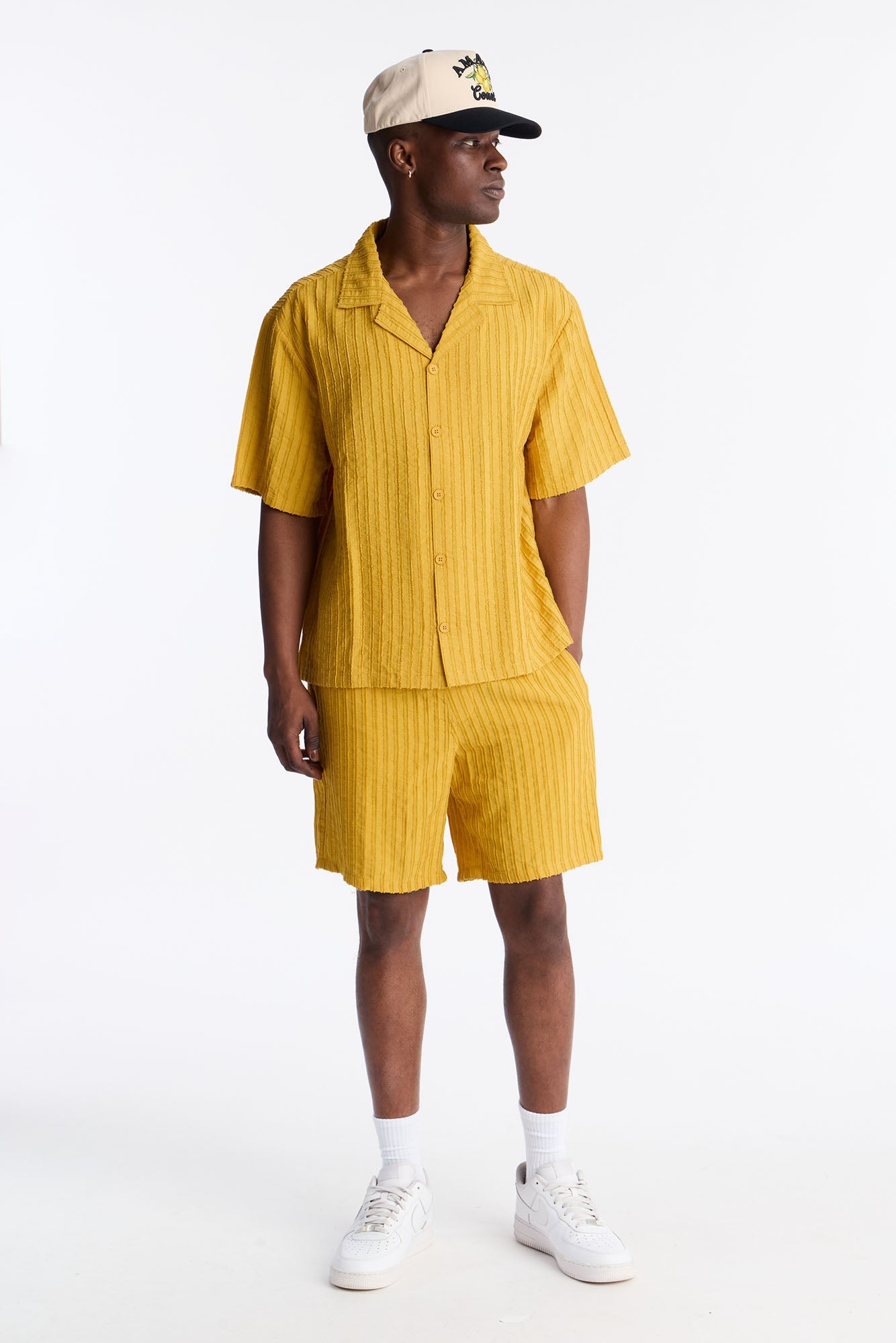 Relaxed Aegean Pleat Cuban Collar Button Up - Mustard Fashion Nova