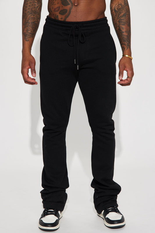 Tyson Skinny Stacked Flare Sweatpant - Black Fashion Nova