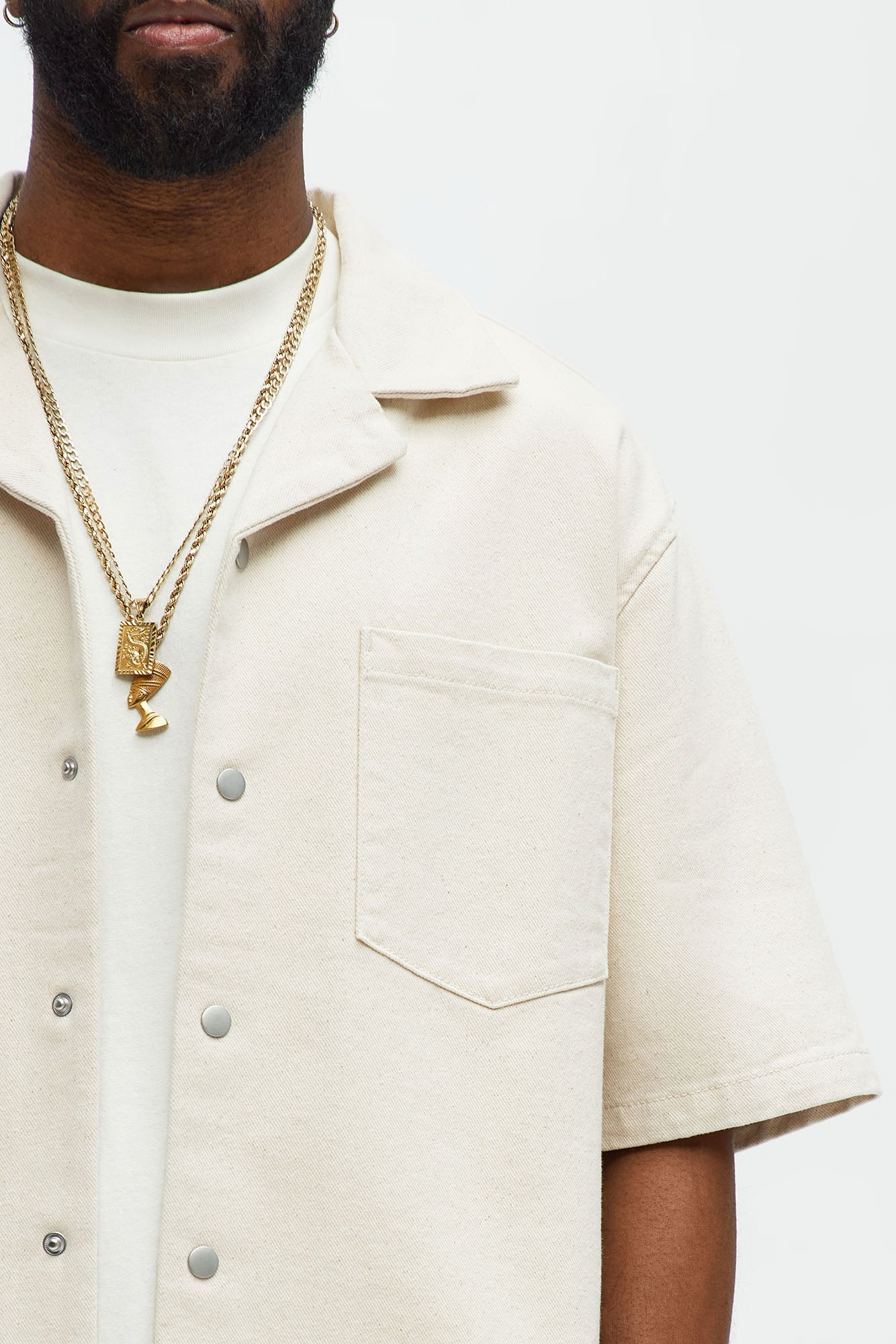 Colin True Denim Button Up Shirt - Sand Fashion Nova