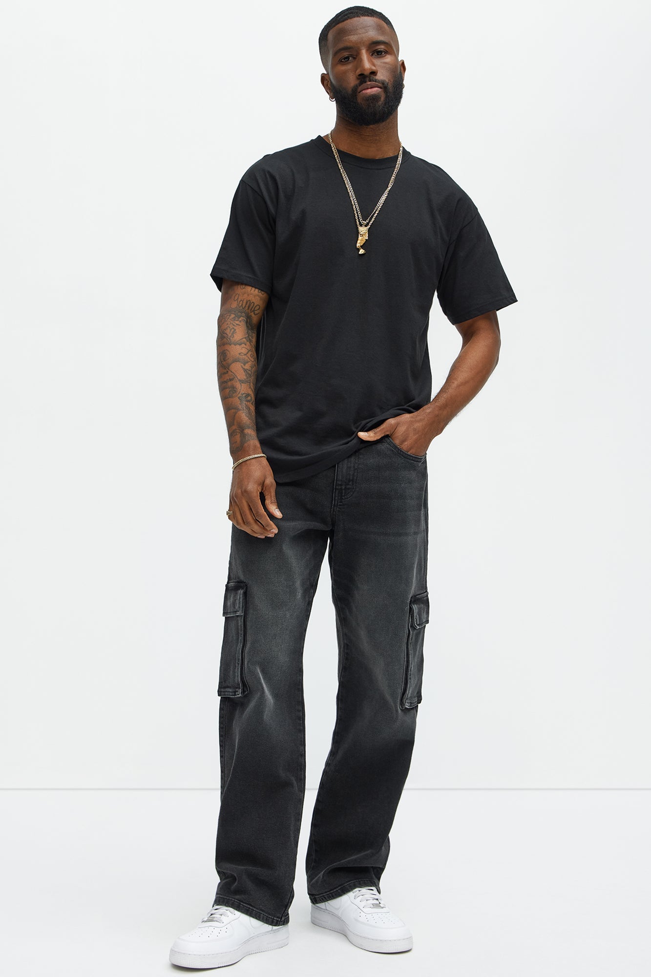 Classic Straight Cargo Jeans - Black Wash Fashion Nova