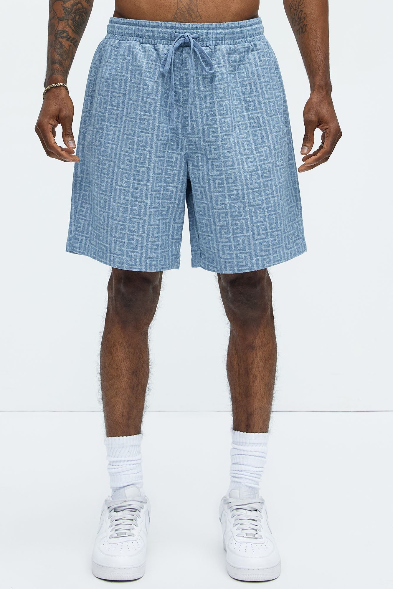 Fallon Jacquard Relaxed Shorts - Blue Fashion Nova
