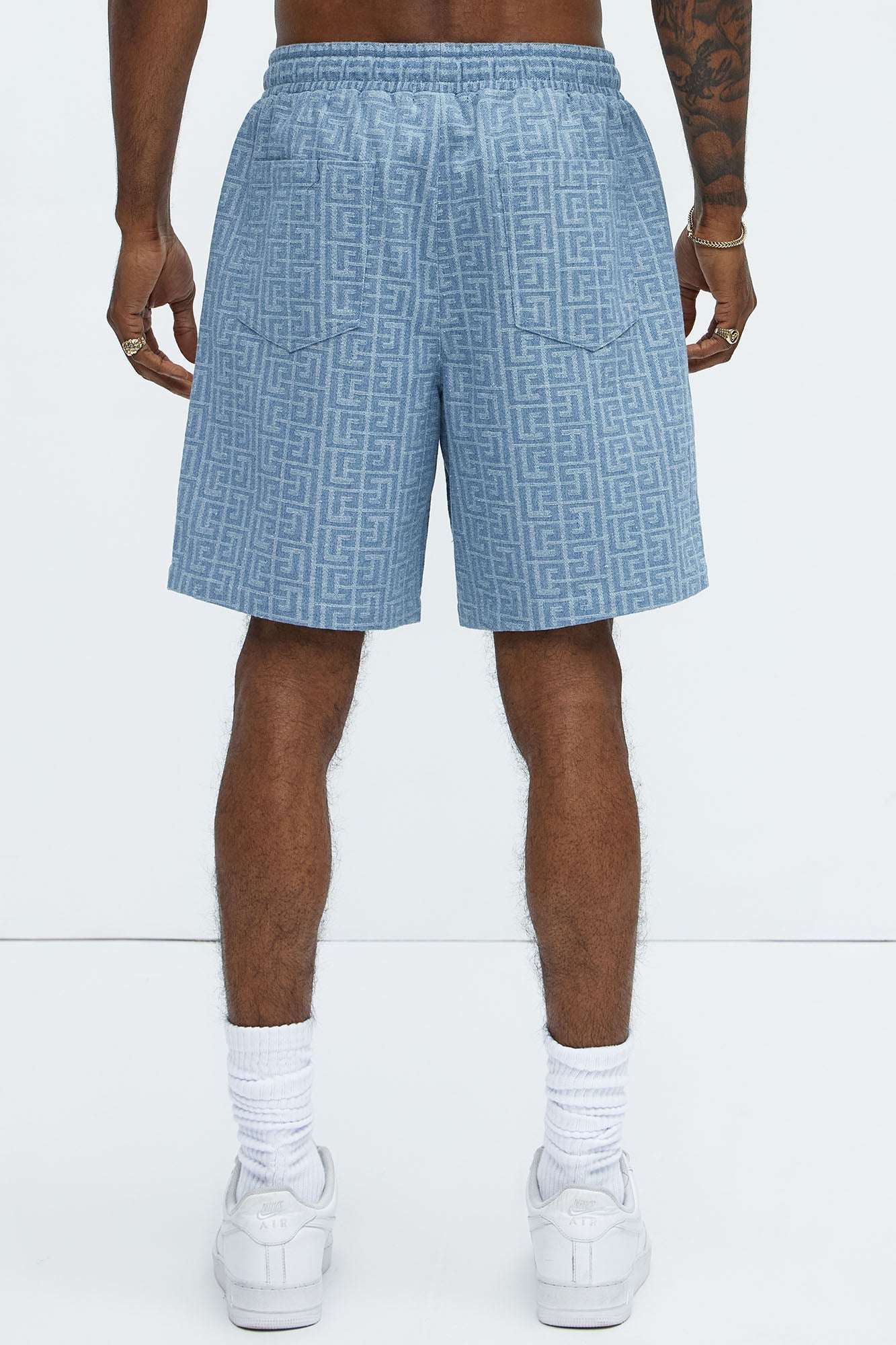 Fallon Jacquard Relaxed Shorts - Blue Fashion Nova
