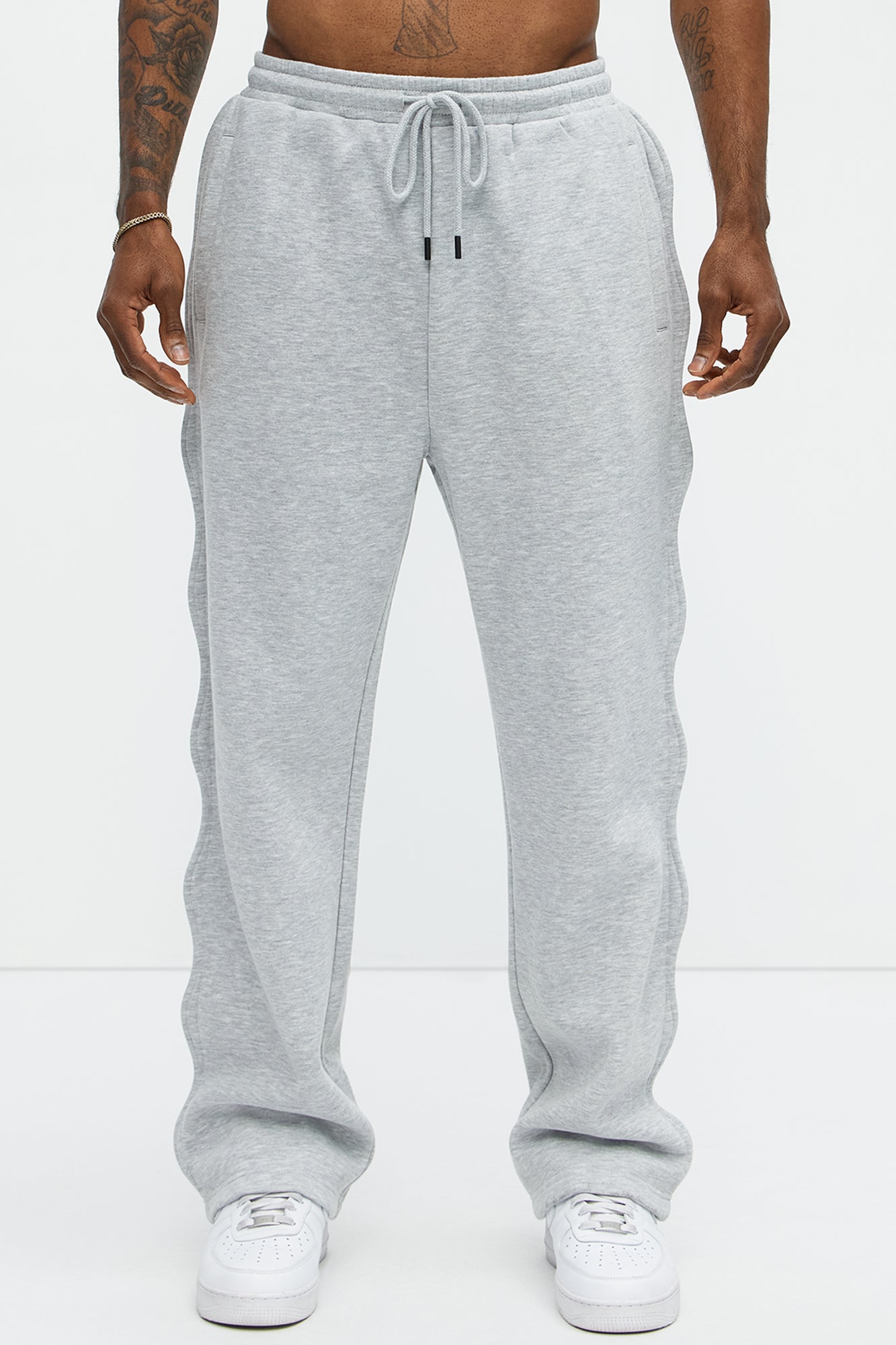 Tyson Wavy Straight Sweatpants - Heather Grey Fashion Nova