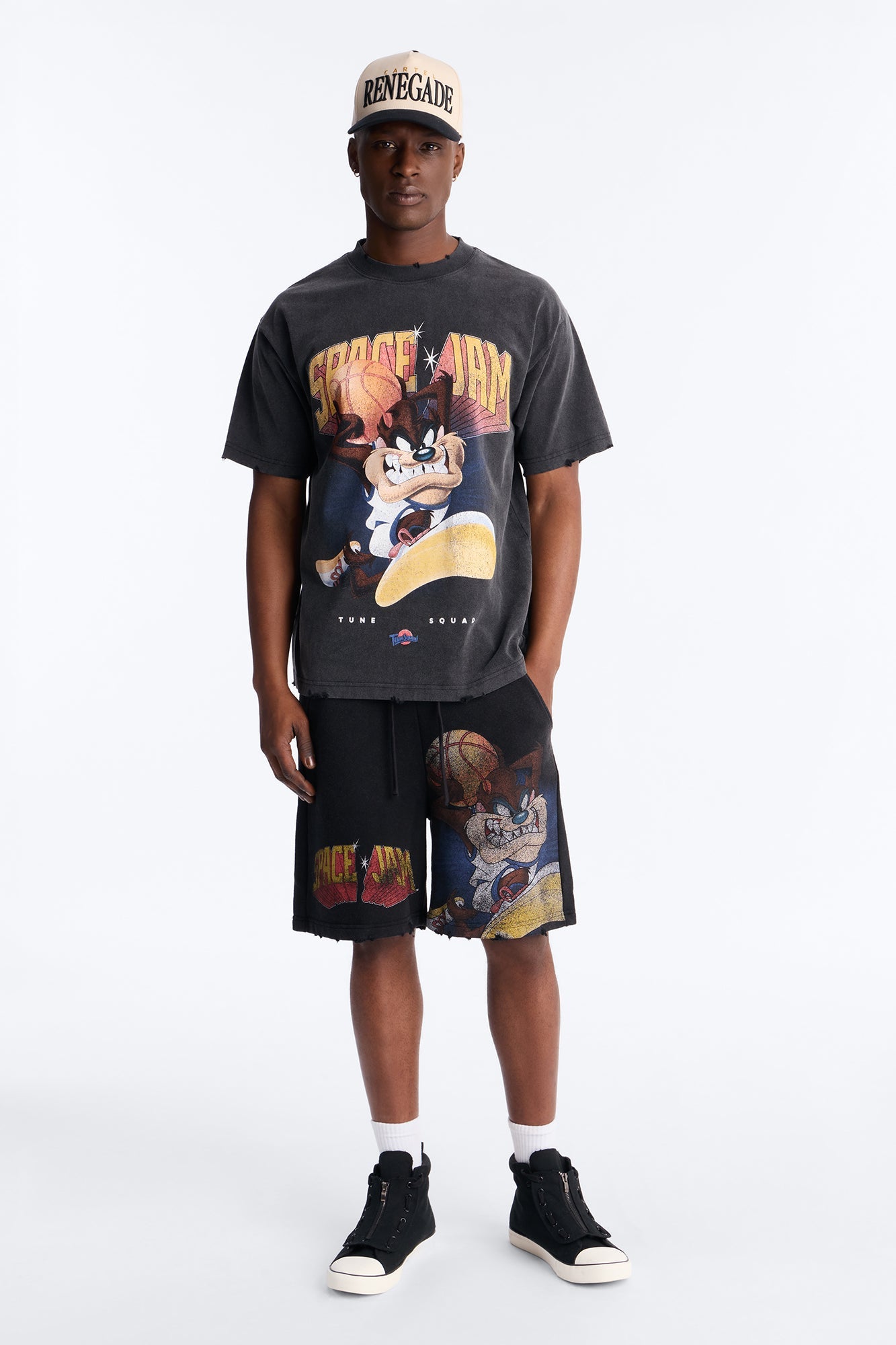 Space Jam Tune Squad Distressed Premium Short Sleeve Shirt - Black Fashion Nova