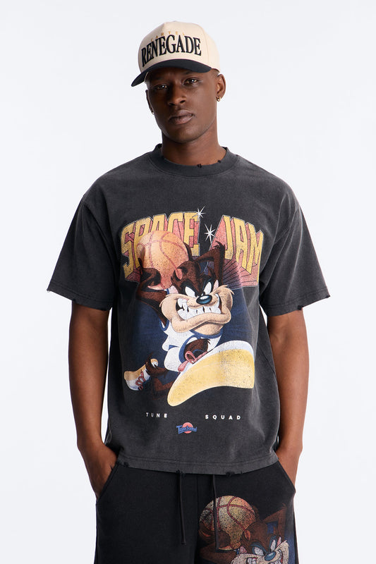 Space Jam Tune Squad Distressed Premium Short Sleeve Shirt - Black Fashion Nova
