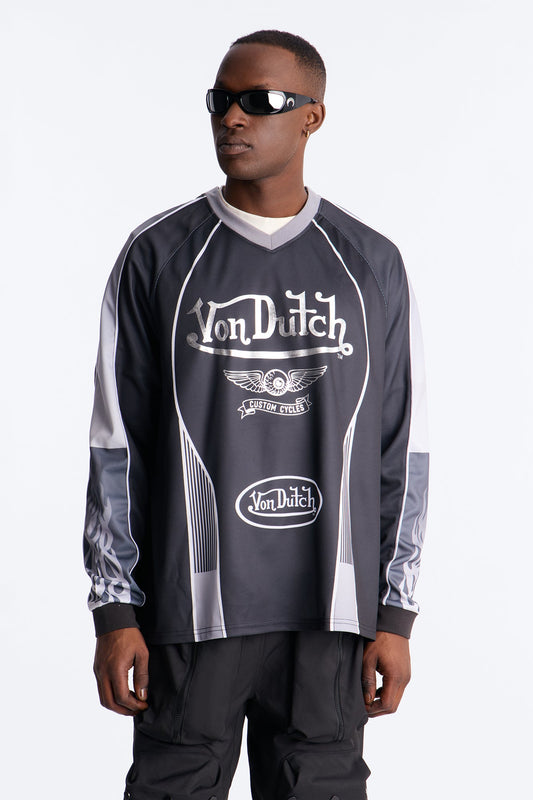Von Dutch Chrome Flame Jersey - Black Fashion Nova