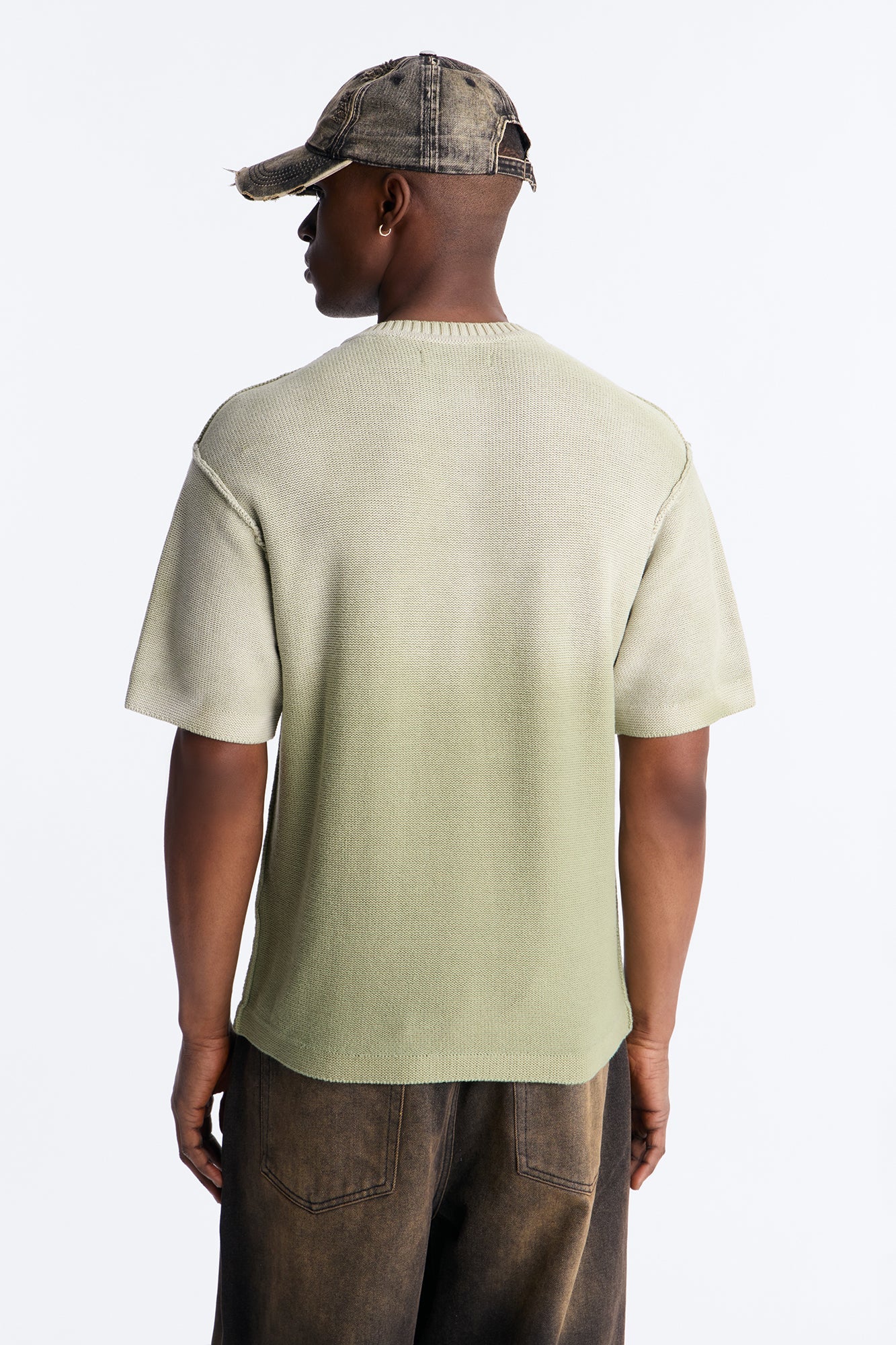 Slouch Ombre Crew Sweater Tee - Olive Fashion Nova