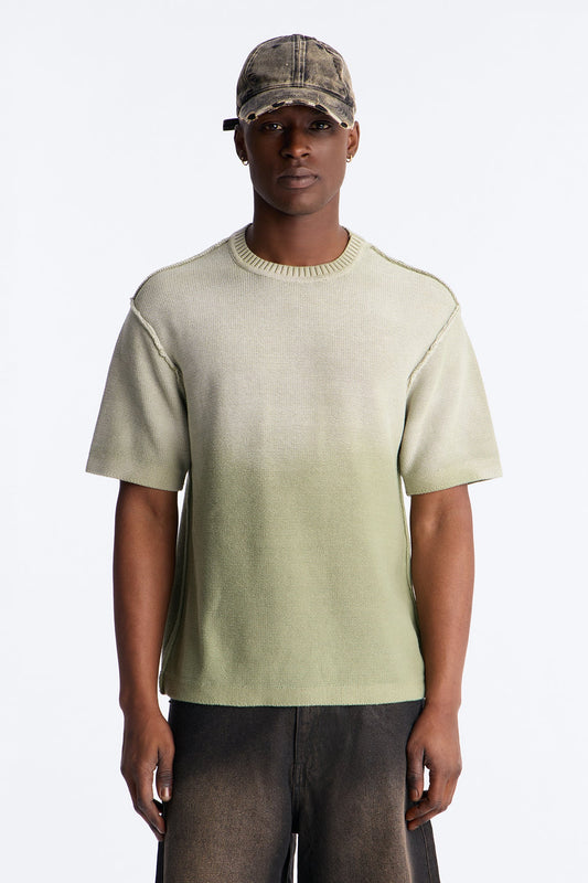 Slouch Ombre Crew Sweater Tee - Olive Fashion Nova
