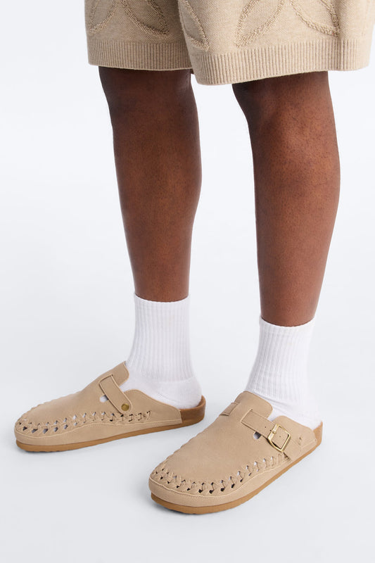 Woven Faux Suede Slip On Mule - Taupe Fashion Nova