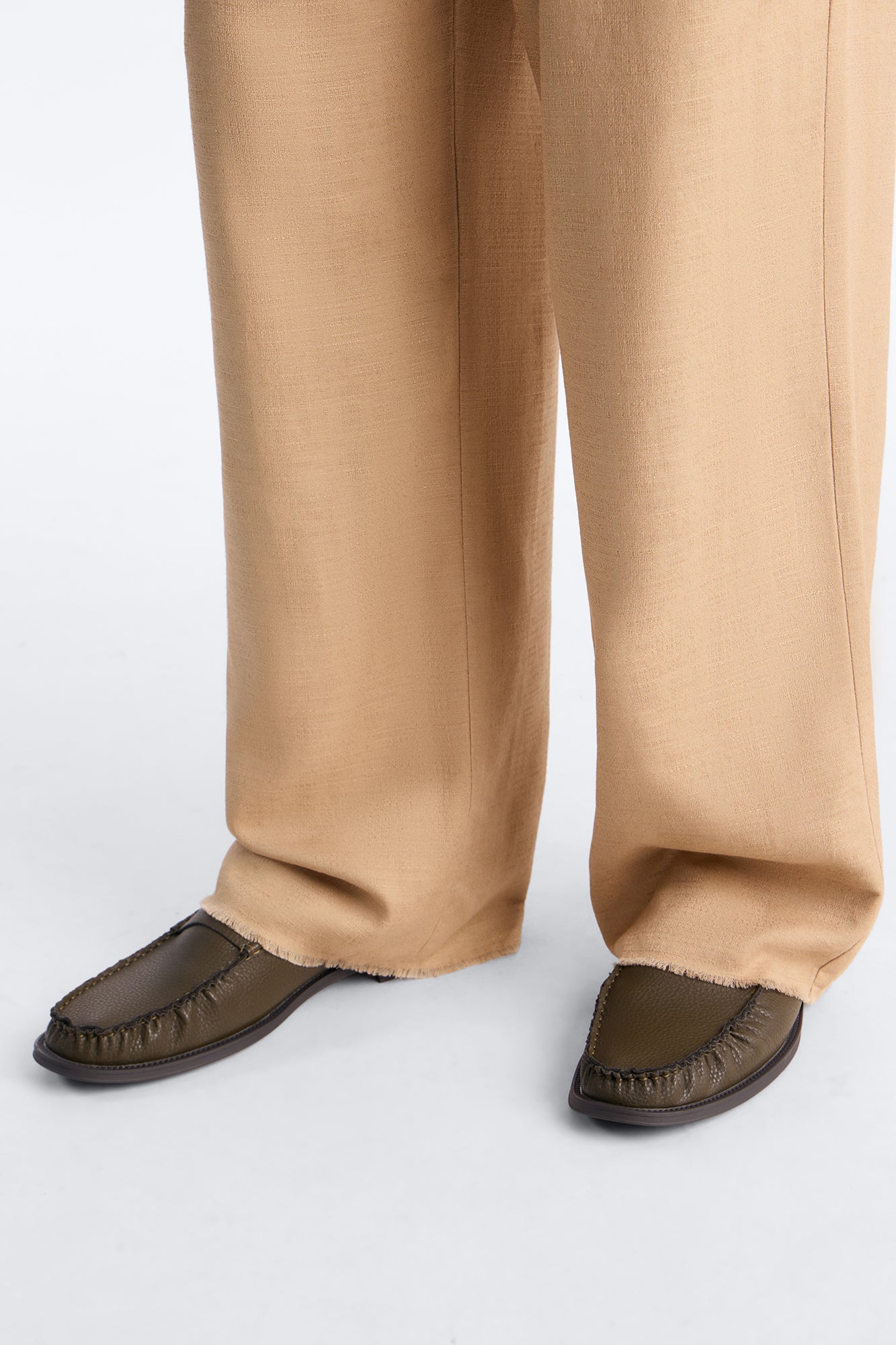 Pebble Texture Faux Leather Pleated Toe Loafer - Olive Fashion Nova