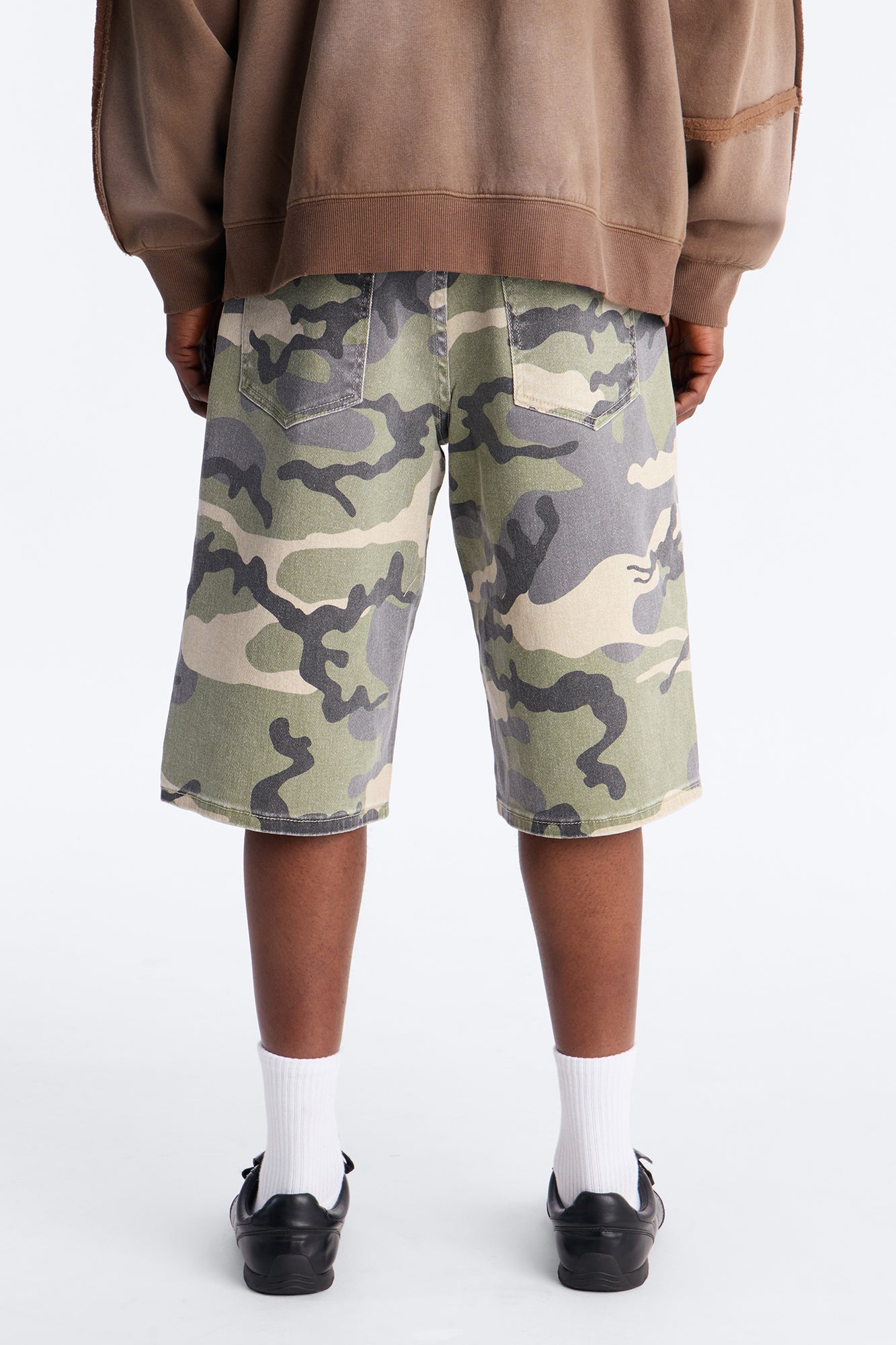 Relaxed Saints Embellished Camo Denim Shorts - Camouflage Fashion Nova