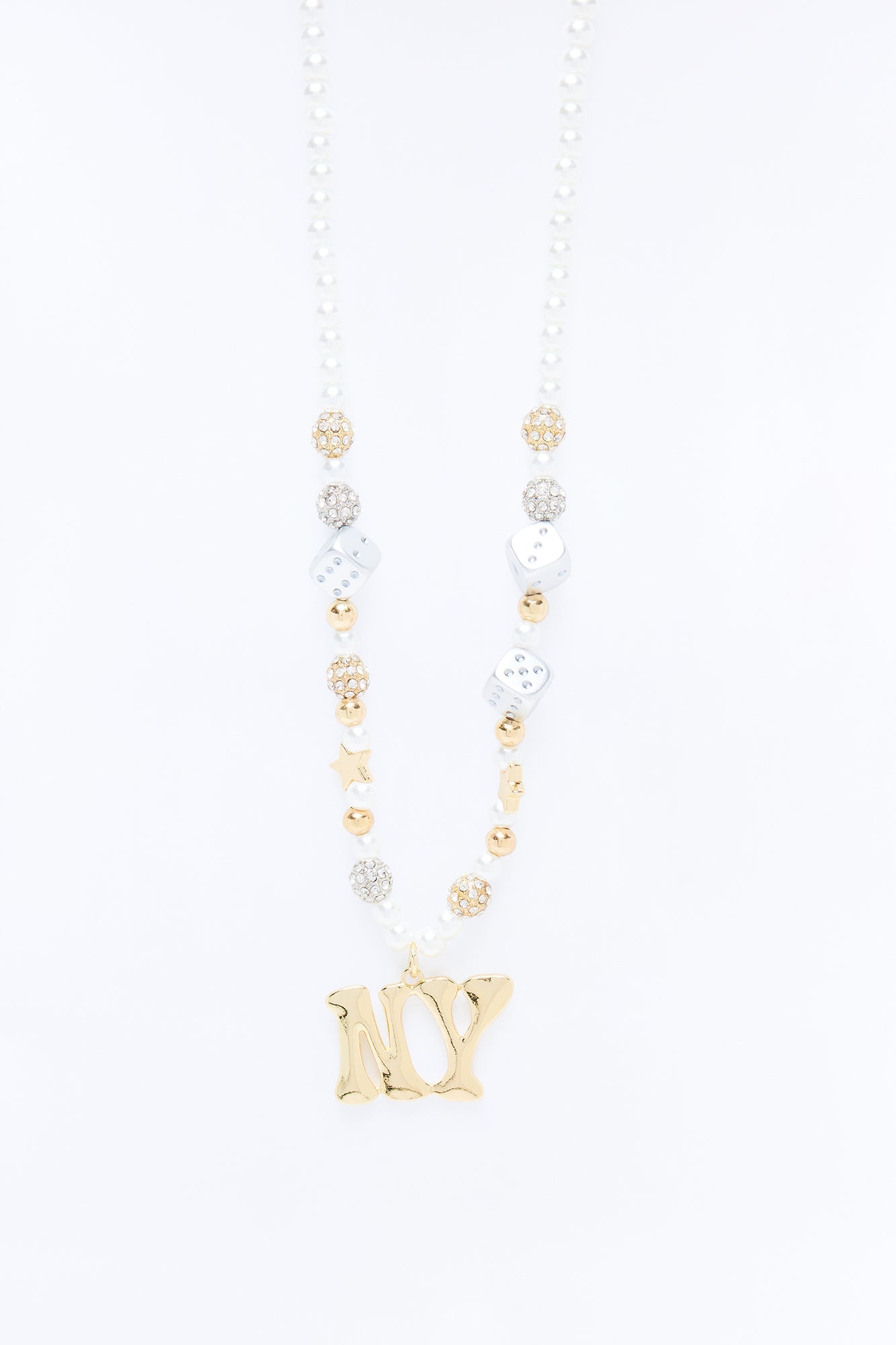New York Pendant Pearl Necklace Set - Gold Fashion Nova