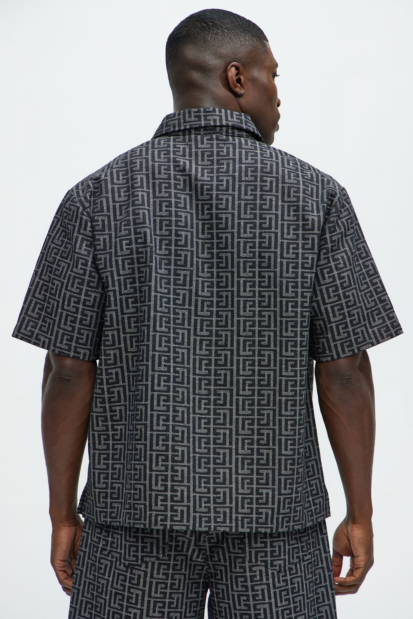Fallon Jacquard Zip Shirt - Charcoal Fashion Nova