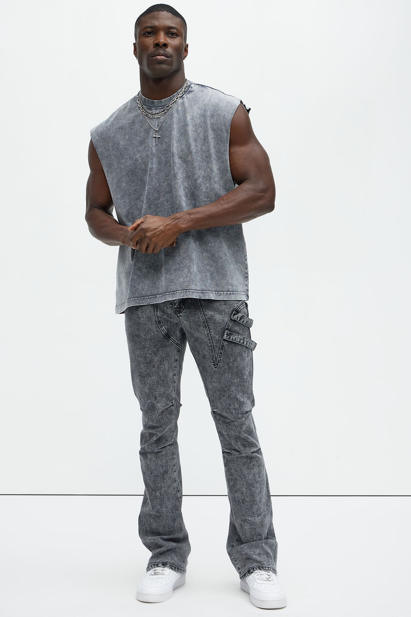 Relaxed Vintage Wash Heavyweight Muscle Tee - Grey/Smoke Fashion Nova