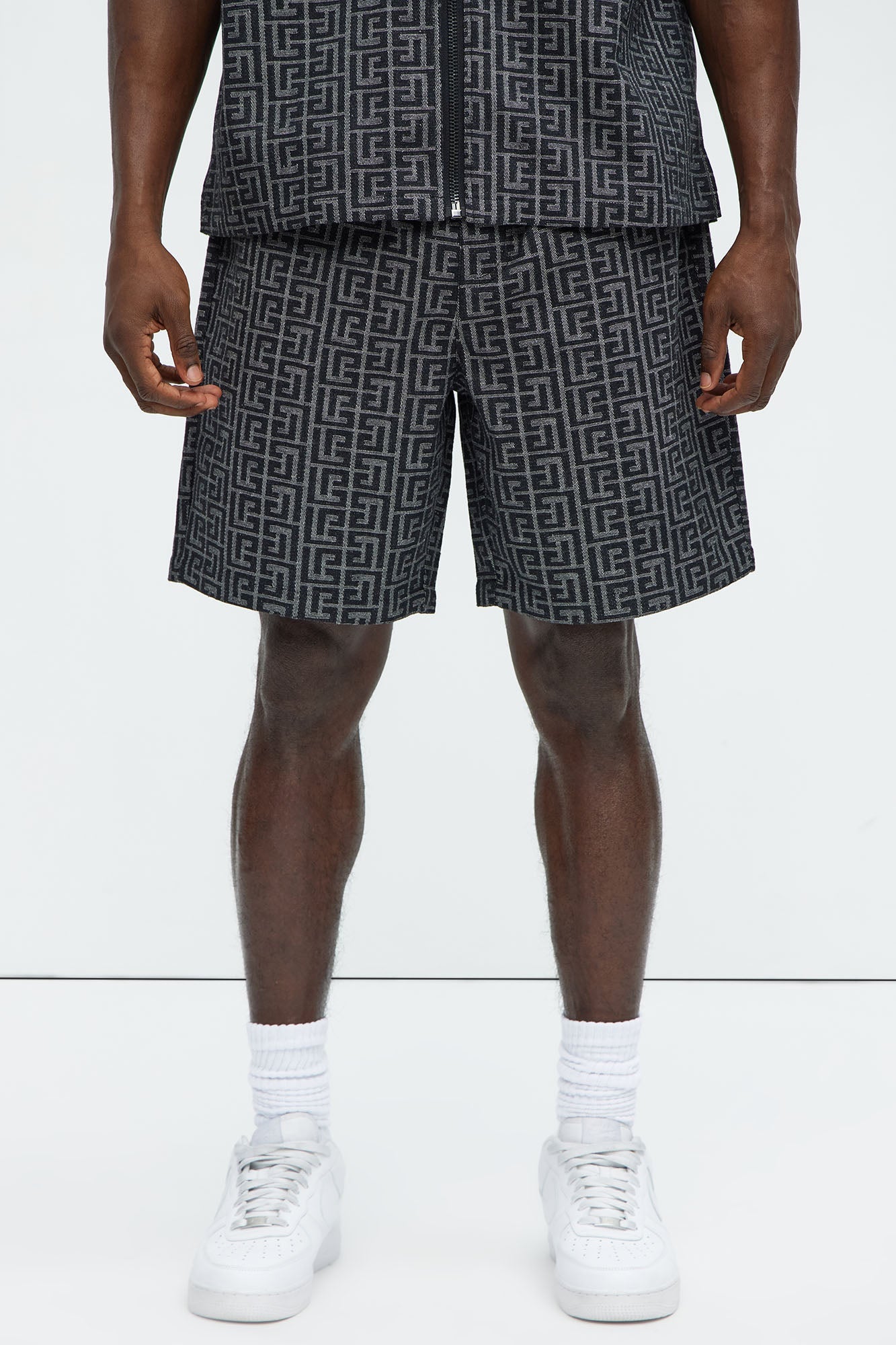 Fallon Jacquard Relaxed Shorts - Charcoal Fashion Nova