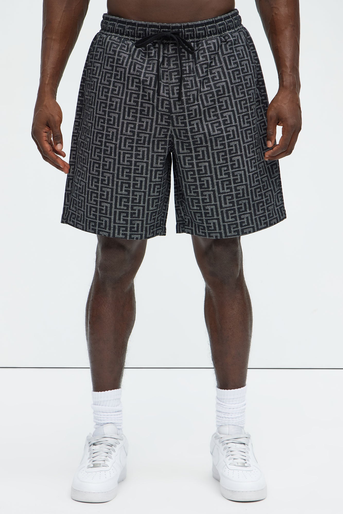 Fallon Jacquard Relaxed Shorts - Charcoal Fashion Nova