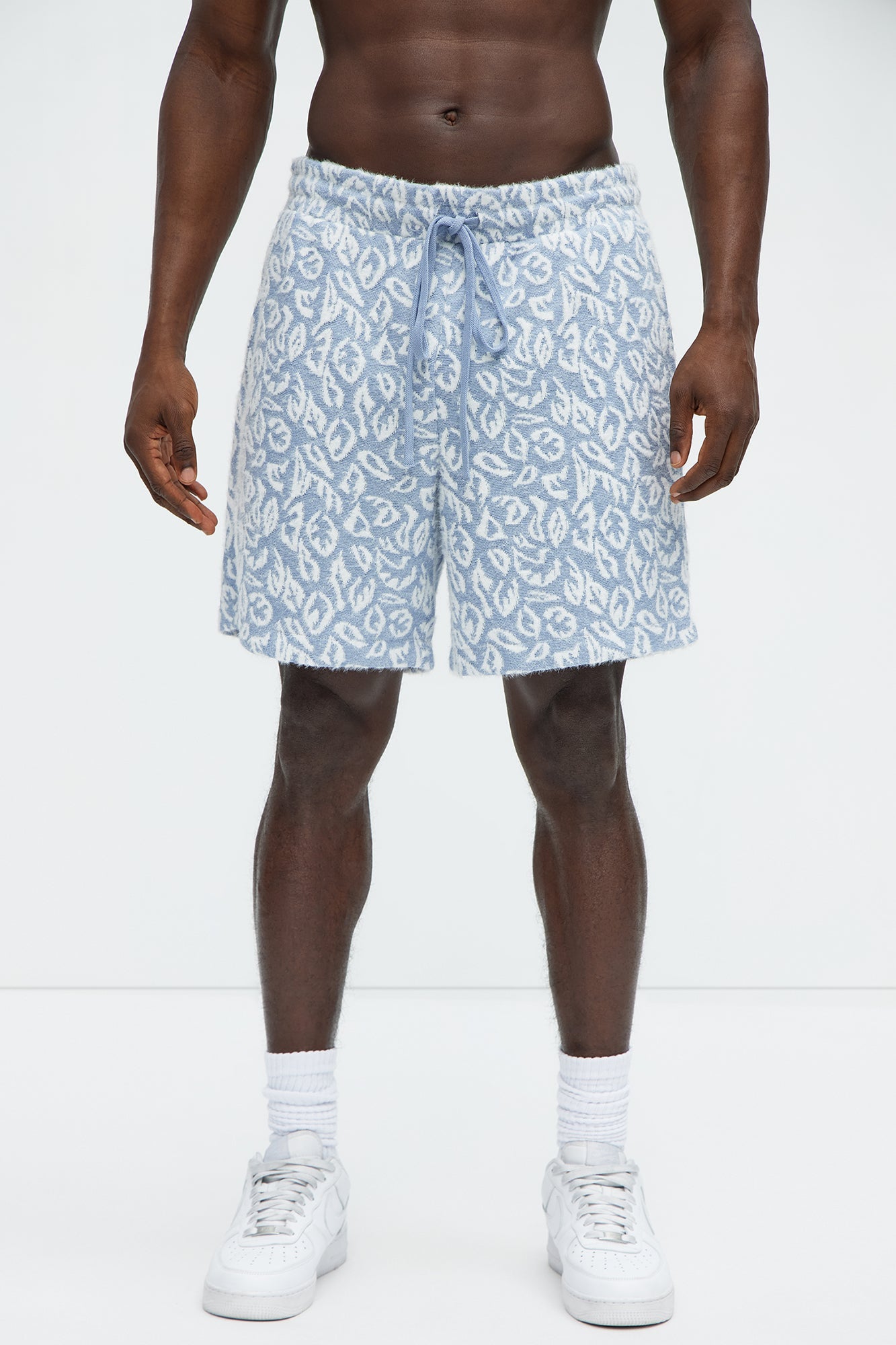 Jacquard Foliage Shorts - Blue/combo Fashion Nova