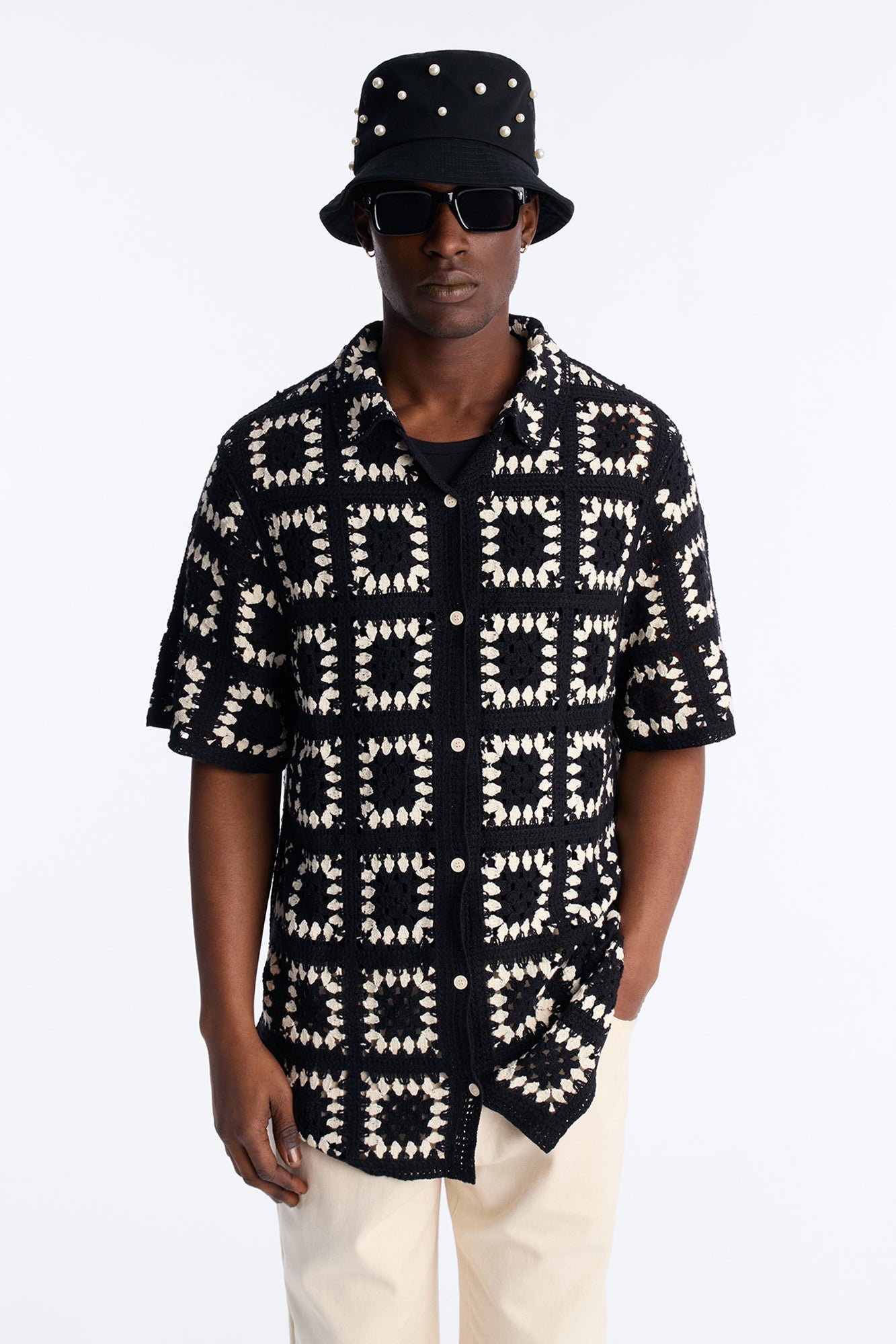 Coastal Crochet Button Up Shirt - Black Fashion Nova