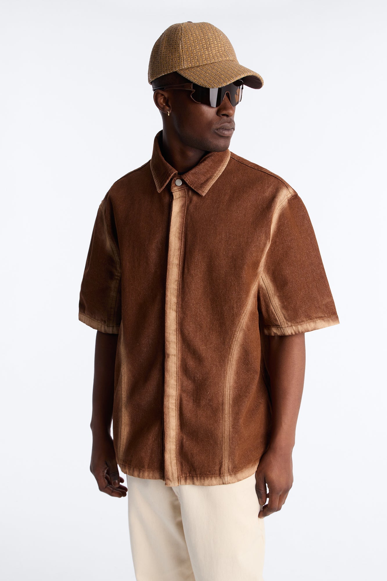 Iron Dust Denim Zip Up Shirt - Brown Fashion Nova