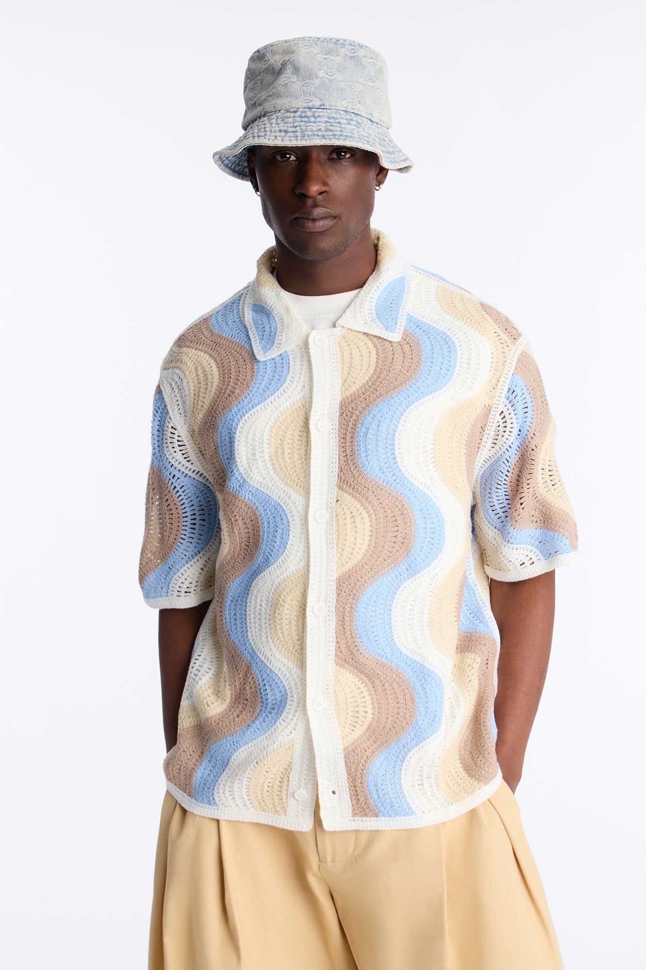 Desert Daze Crochet Short Sleeve Button Up Shirt - Multi Color Fashion Nova