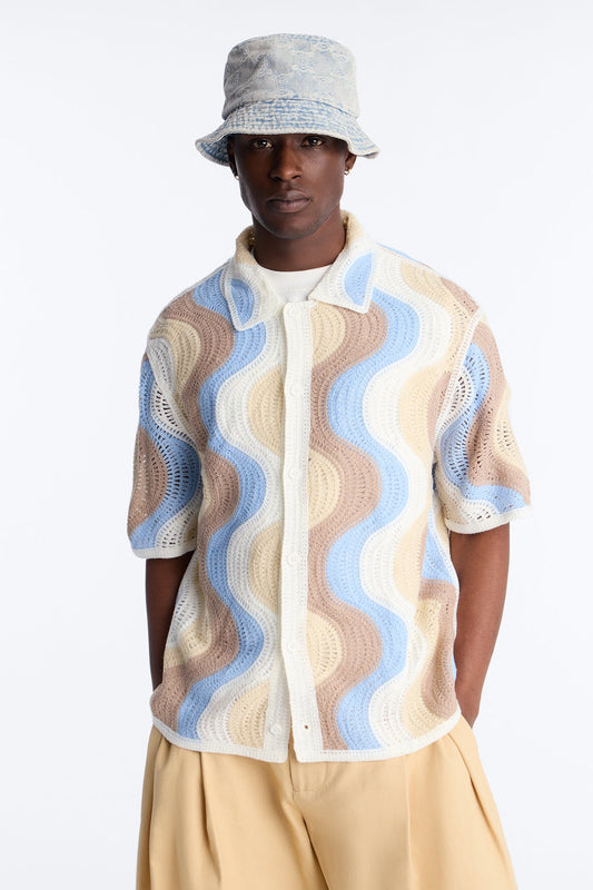 Desert Daze Crochet Short Sleeve Button Up Shirt - Multi Color Fashion Nova
