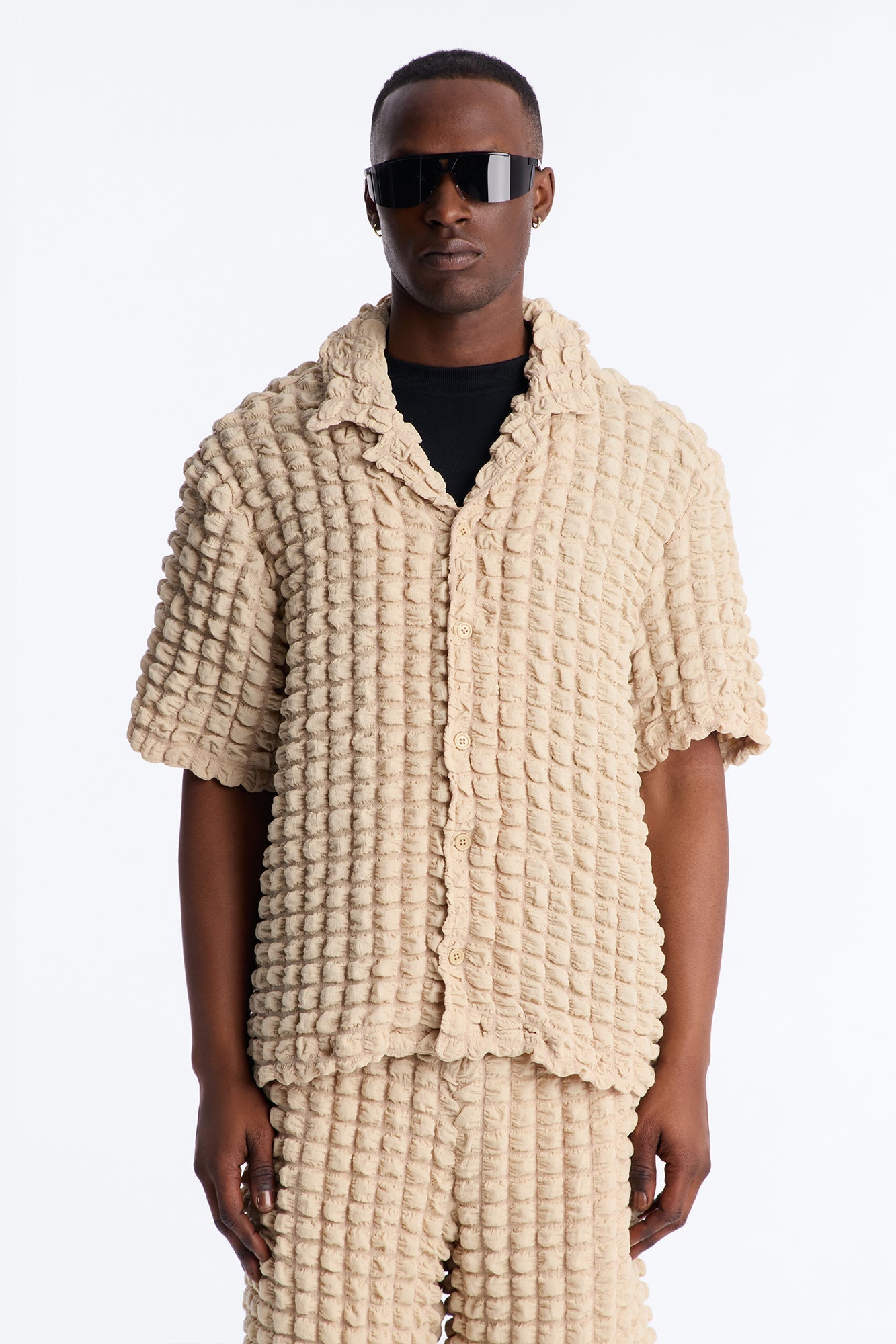 Relaxed Effervesce Textured Button Up Shirt - Tan Fashion Nova