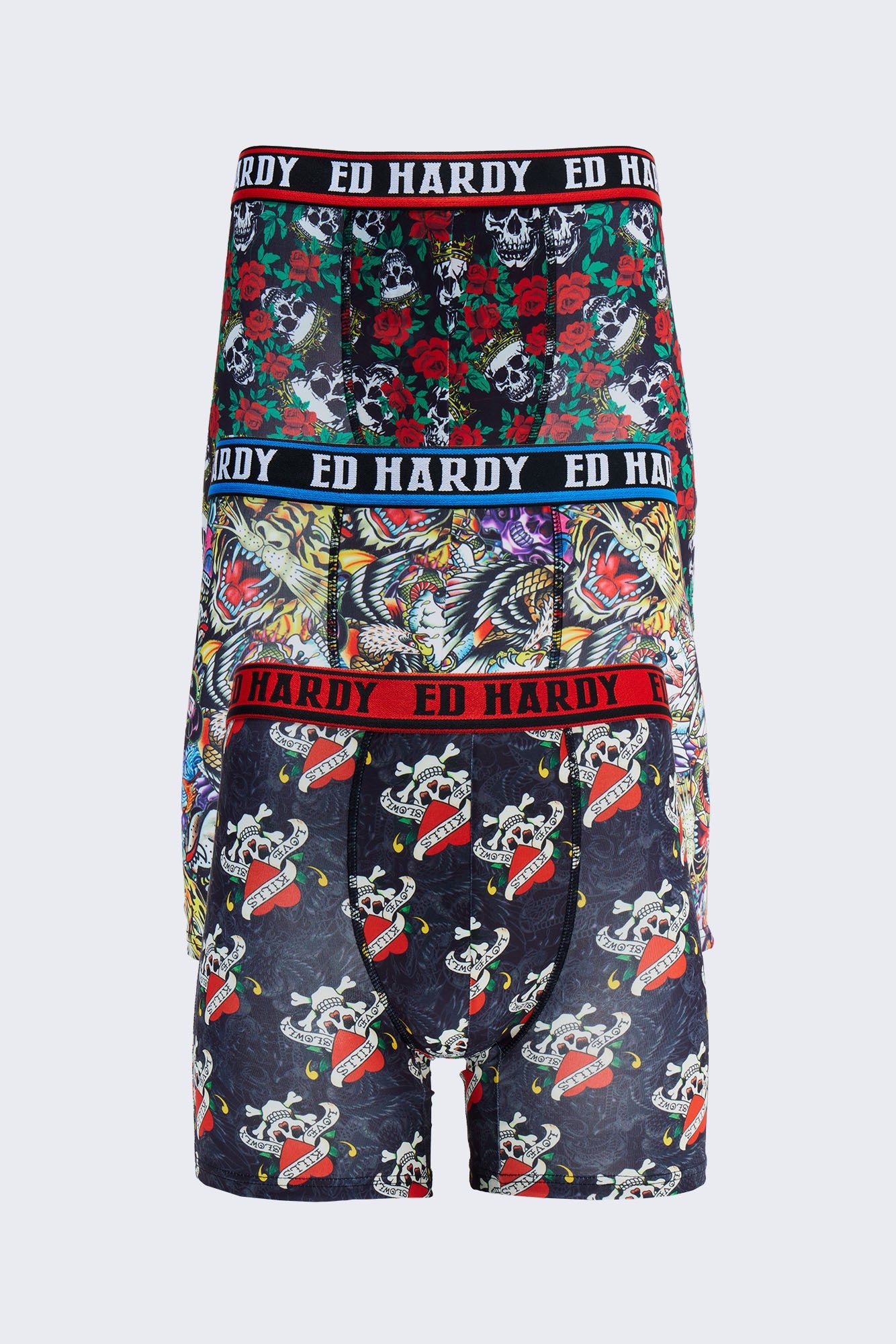 Wild Savage Ed Hardy 3 Pack Cartoon Boxer Briefs - Multi Color Fashion Nova