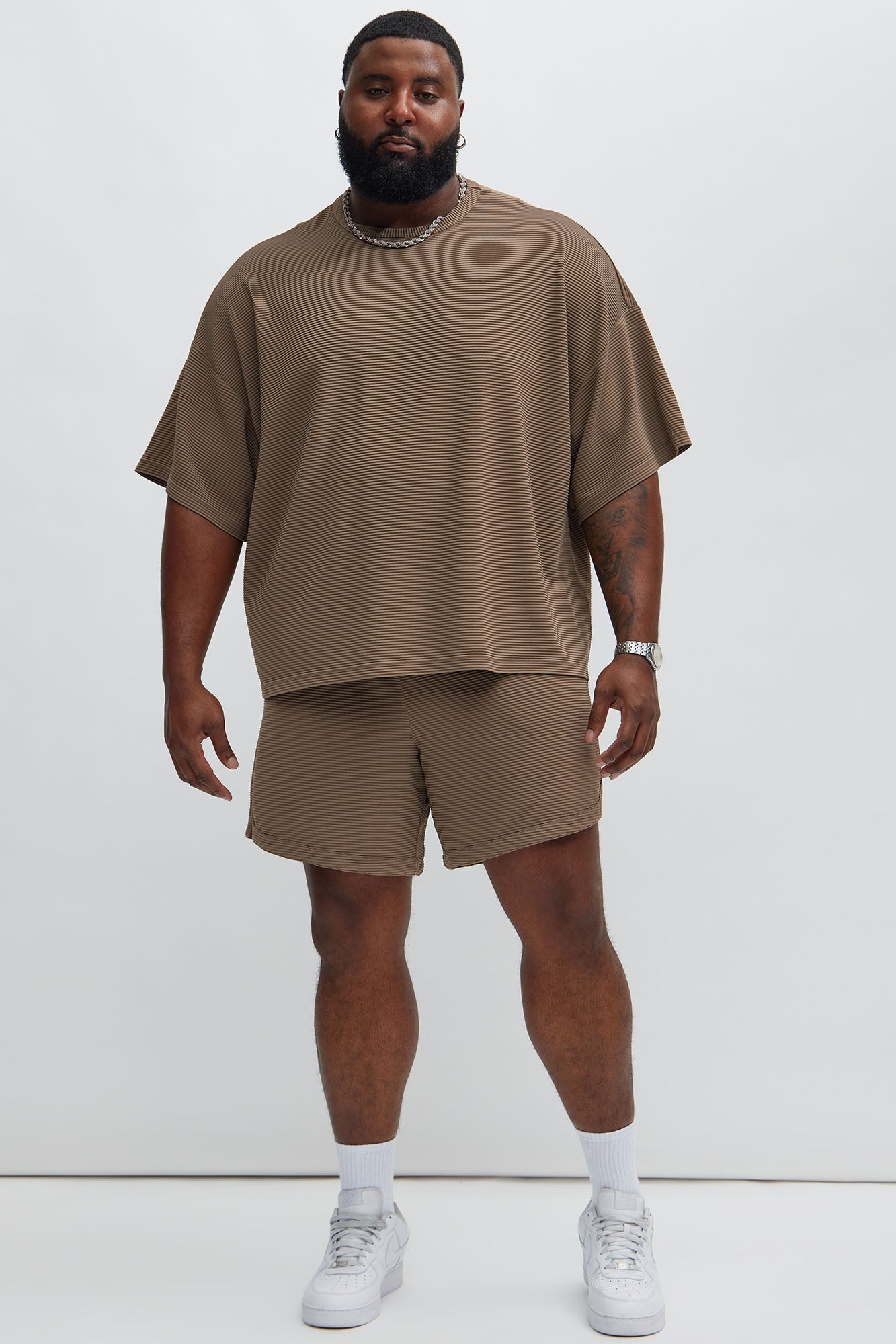 Zyler Textured Boxy Short Sleeve Tee - Taupe Fashion Nova