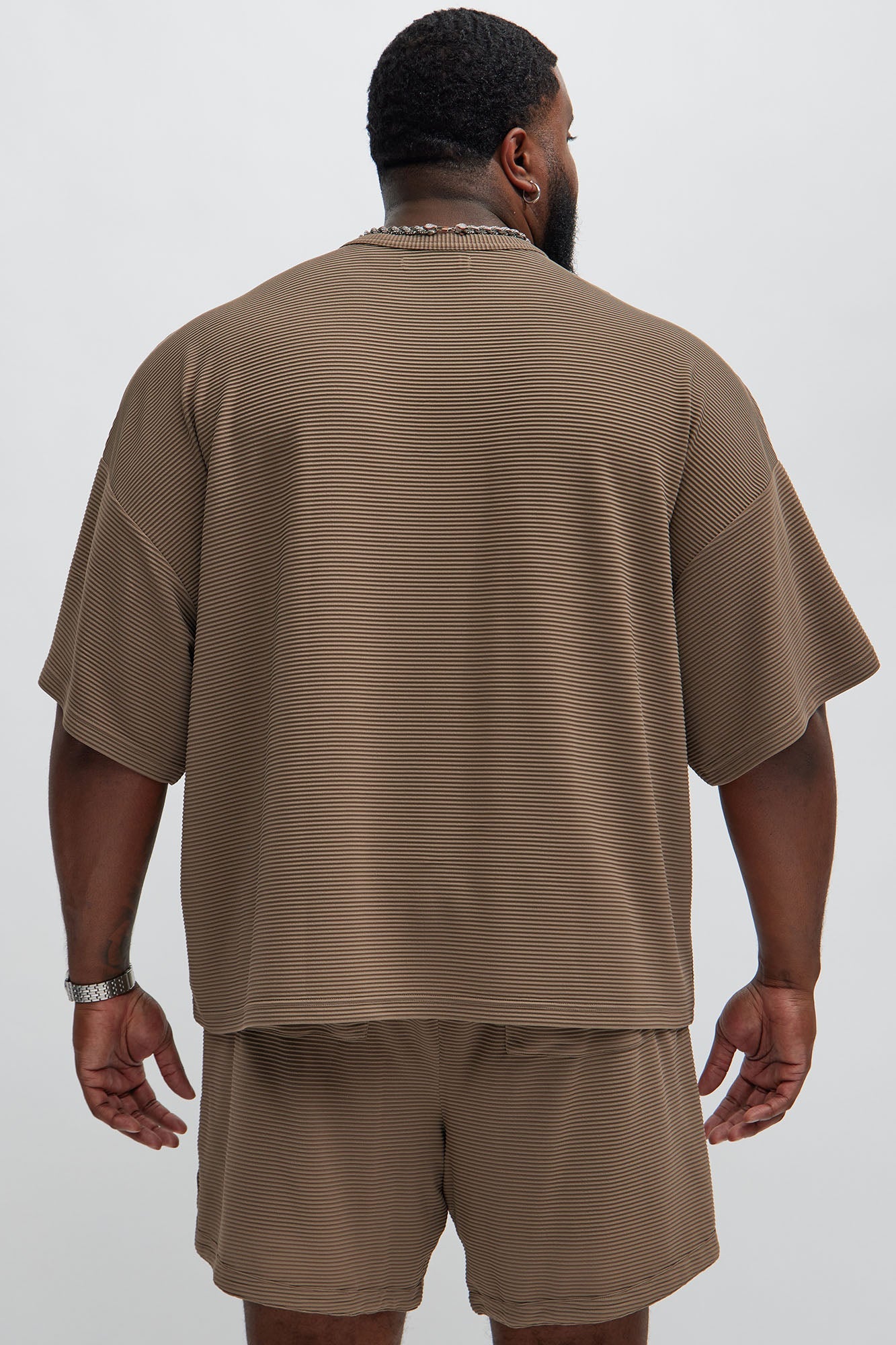 Zyler Textured Boxy Short Sleeve Tee - Taupe Fashion Nova