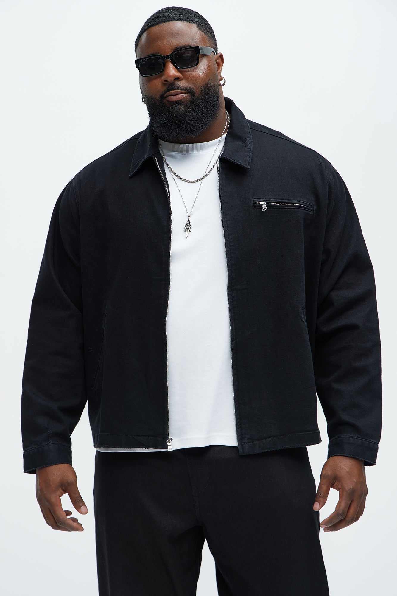 Distressed Zip Denim Jacket - Black Fashion Nova