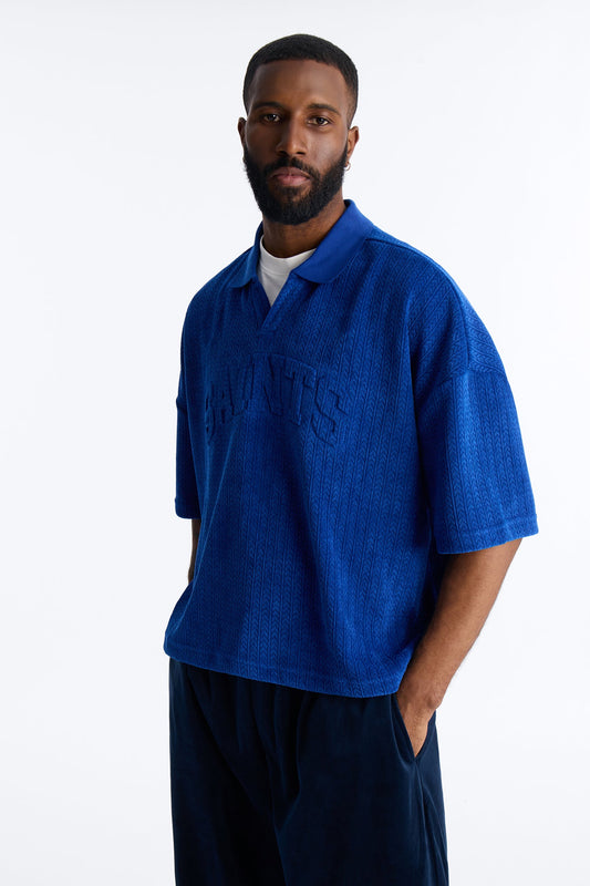 Boxy Cropped Lexington Saints Johnny Collar Polo - Blue Fashion Nova