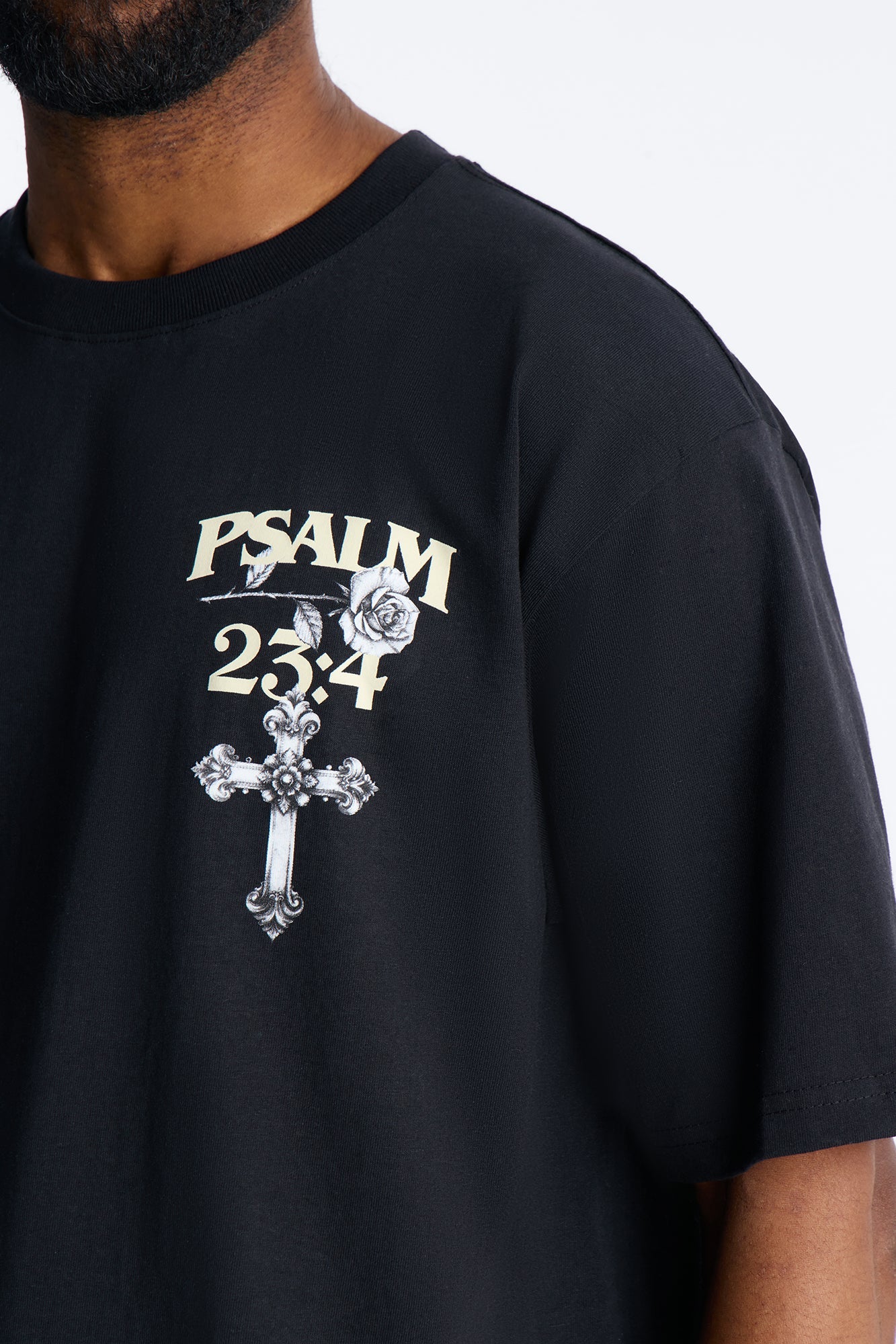 Psalm 23:4 I Walk Through The Valley Boxy Short Sleeve Tee - Black Fashion Nova
