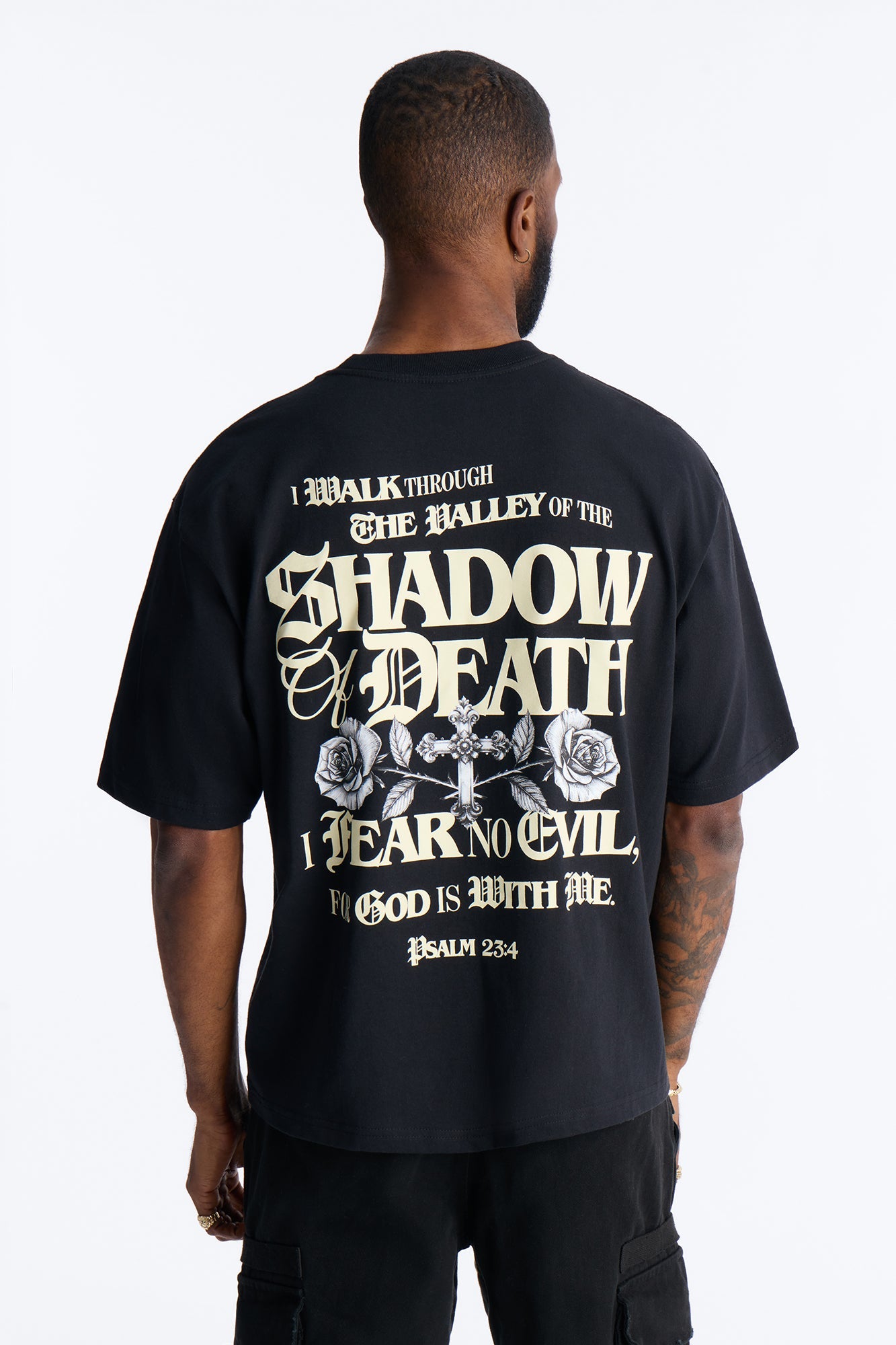 Psalm 23:4 I Walk Through The Valley Boxy Short Sleeve Tee - Black Fashion Nova