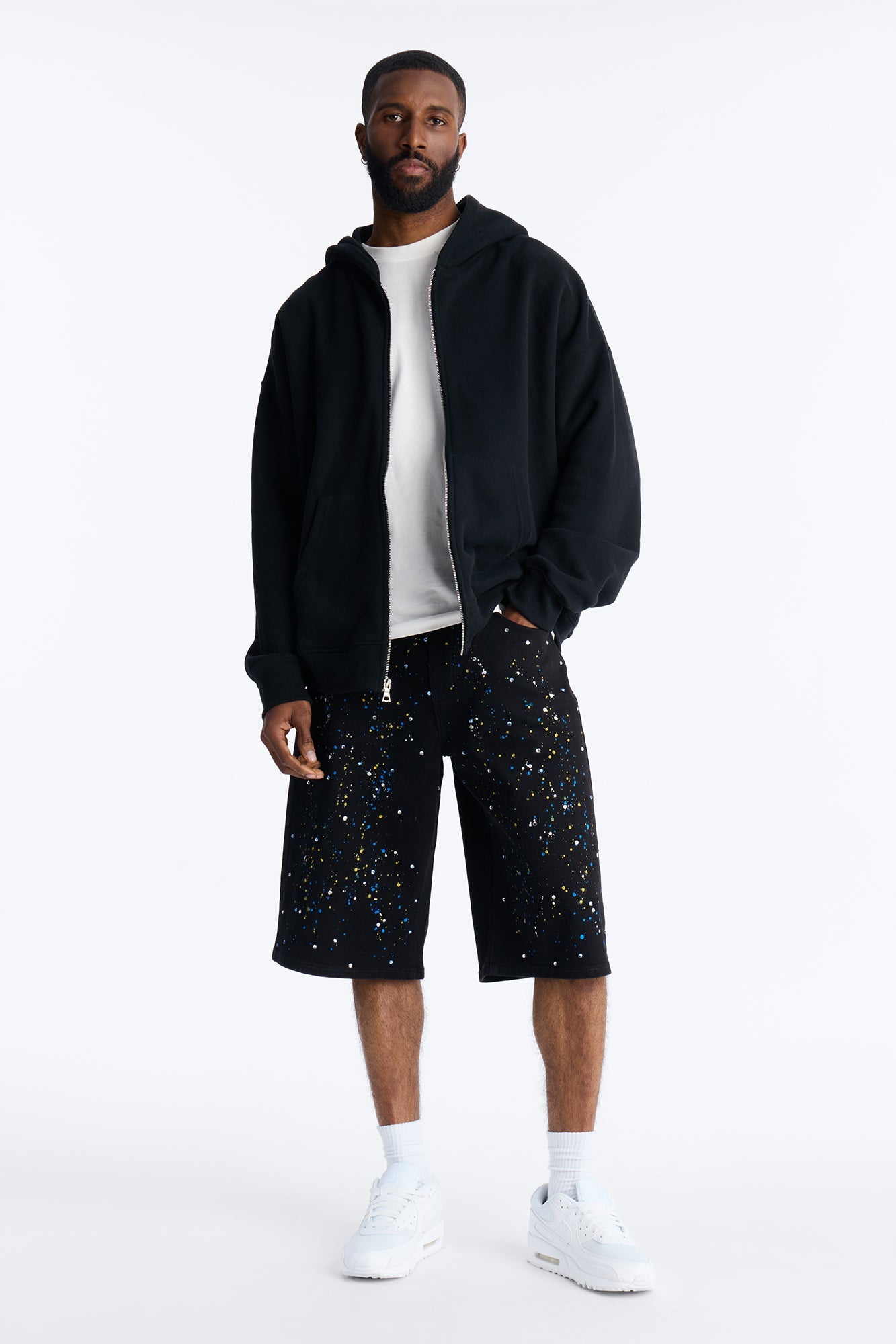 Baggy Drip Bling Denim Short - Black Fashion Nova
