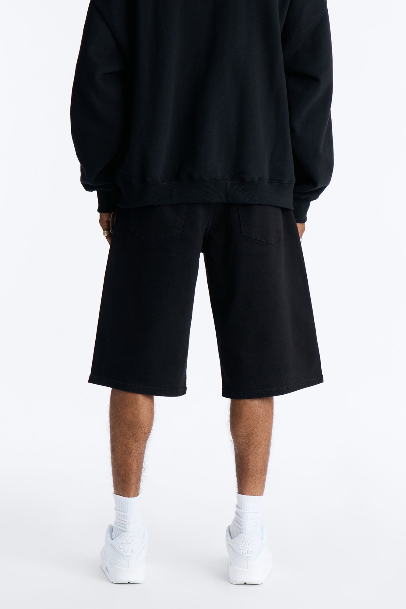 Baggy Drip Bling Denim Short - Black Fashion Nova
