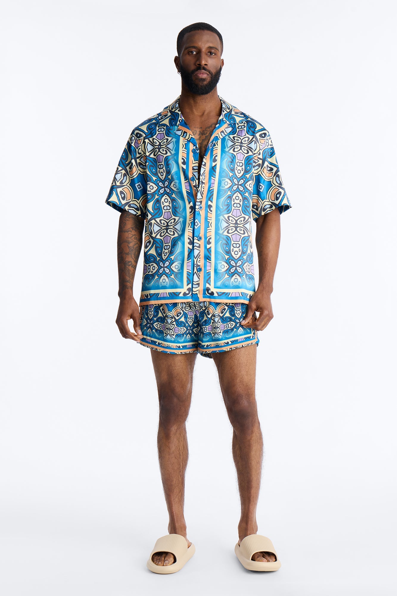 Mosaic Resort Printed Cuban Collar Shirt - Multi Color Fashion Nova