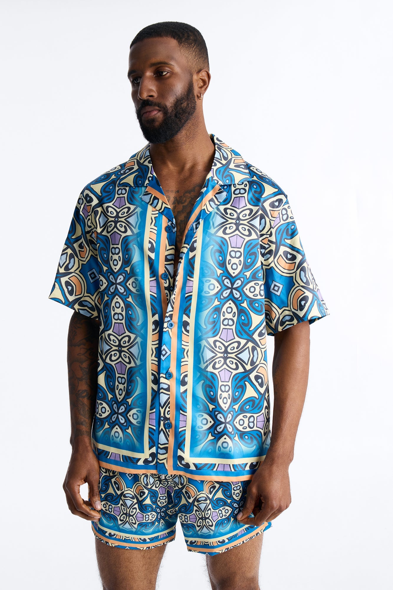 Mosaic Resort Printed Cuban Collar Shirt - Multi Color Fashion Nova