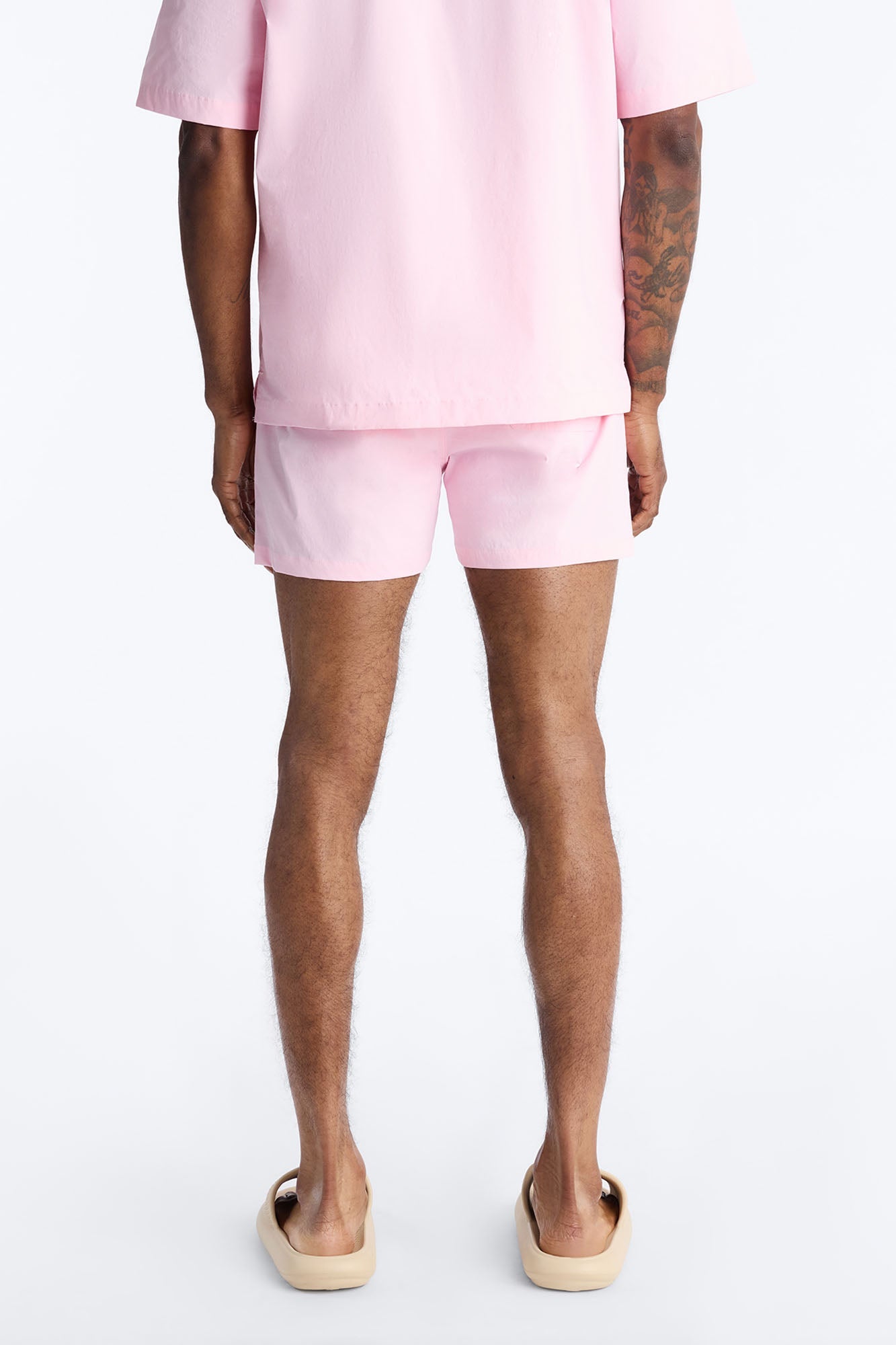 Montez Stretch Swim Trunk 4″ - Pink Fashion Nova