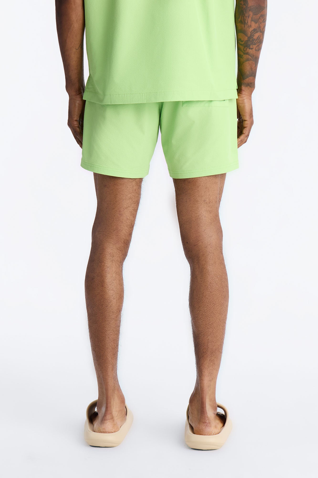 Seersucker Swim Trunk 6″ - Lime Fashion Nova