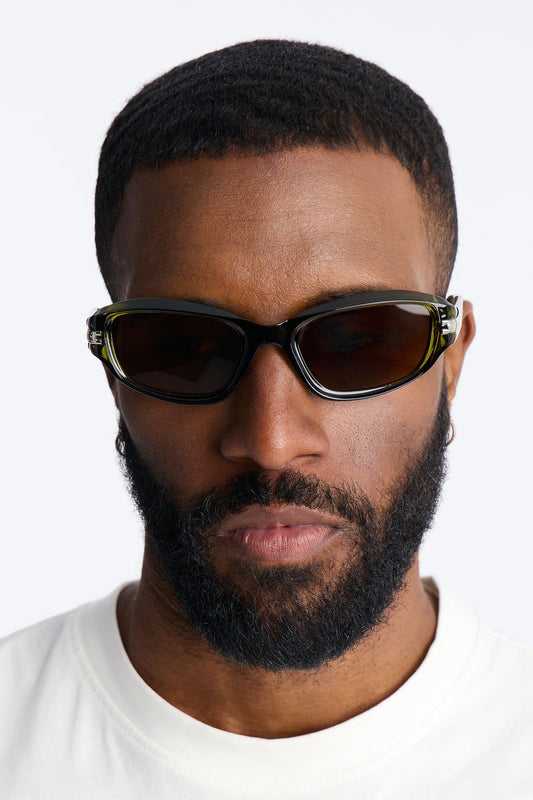 Acid Glow Flux Sunglasses - Olive Fashion Nova