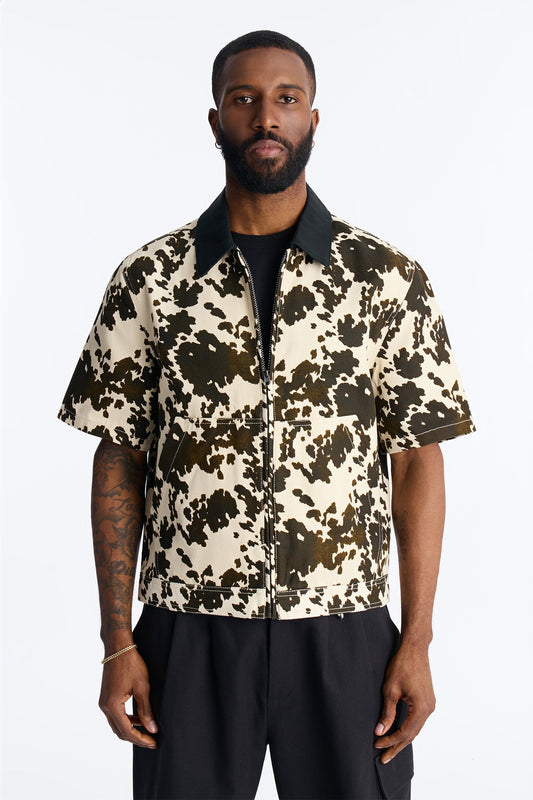 Cropped Roxbury Contrast Collar Shirt - White/combo Fashion Nova