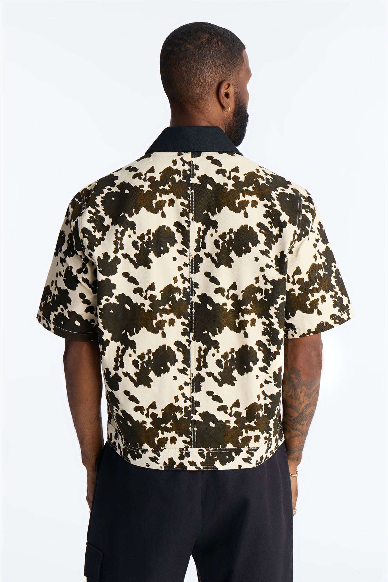 Cropped Roxbury Contrast Collar Shirt - White/combo Fashion Nova
