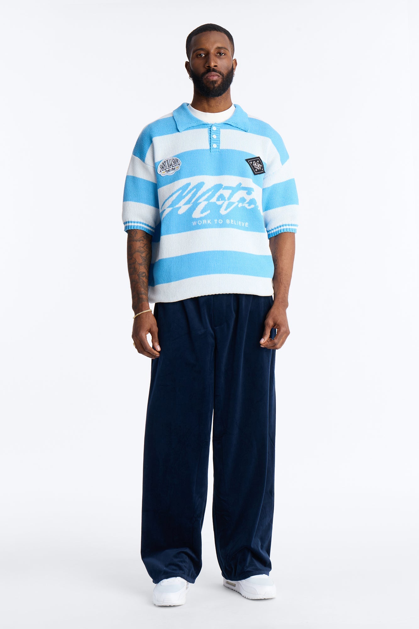 Motion Lines Short Sleeve Polo - Blue Fashion Nova