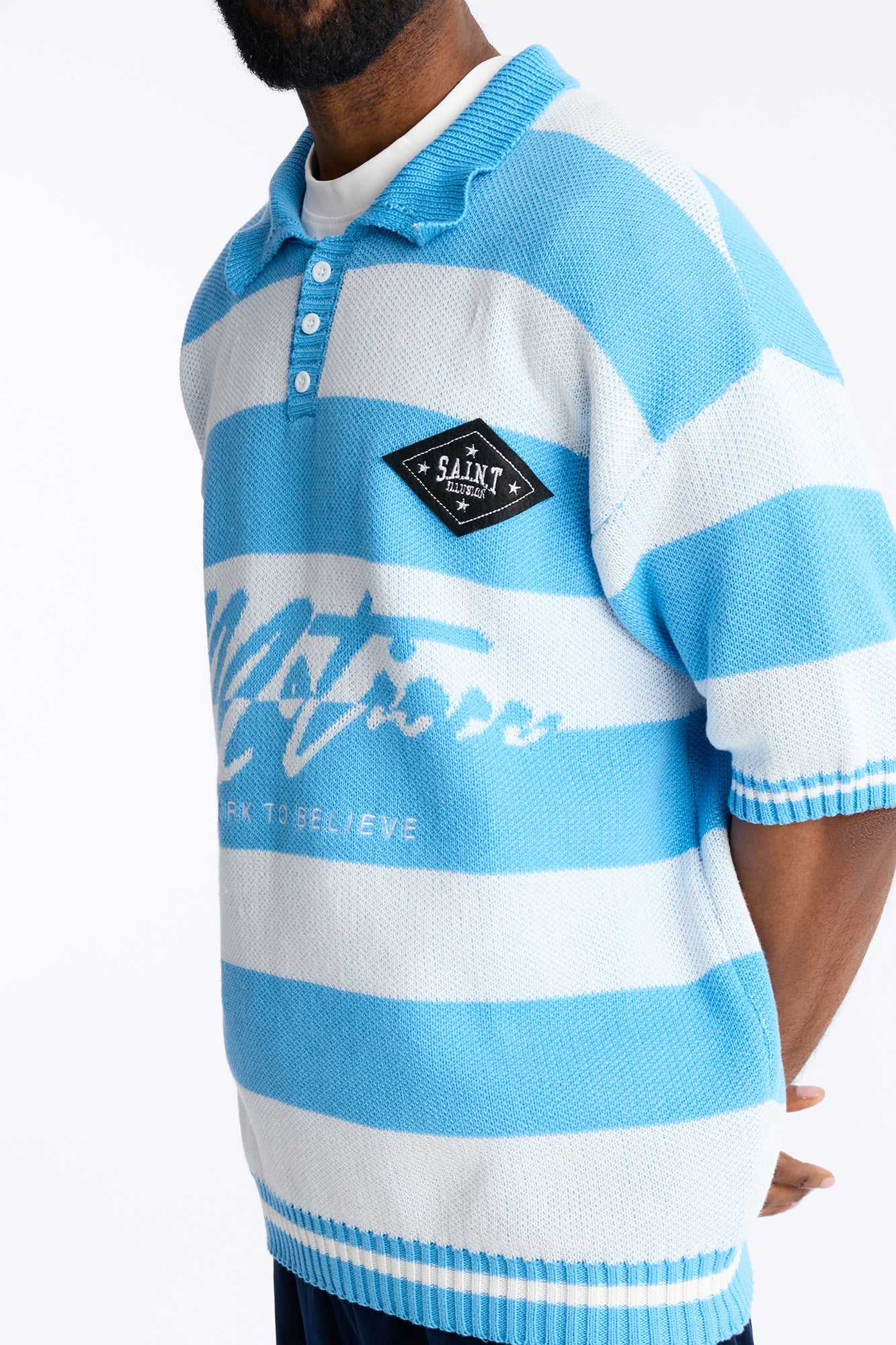Motion Lines Short Sleeve Polo - Blue Fashion Nova
