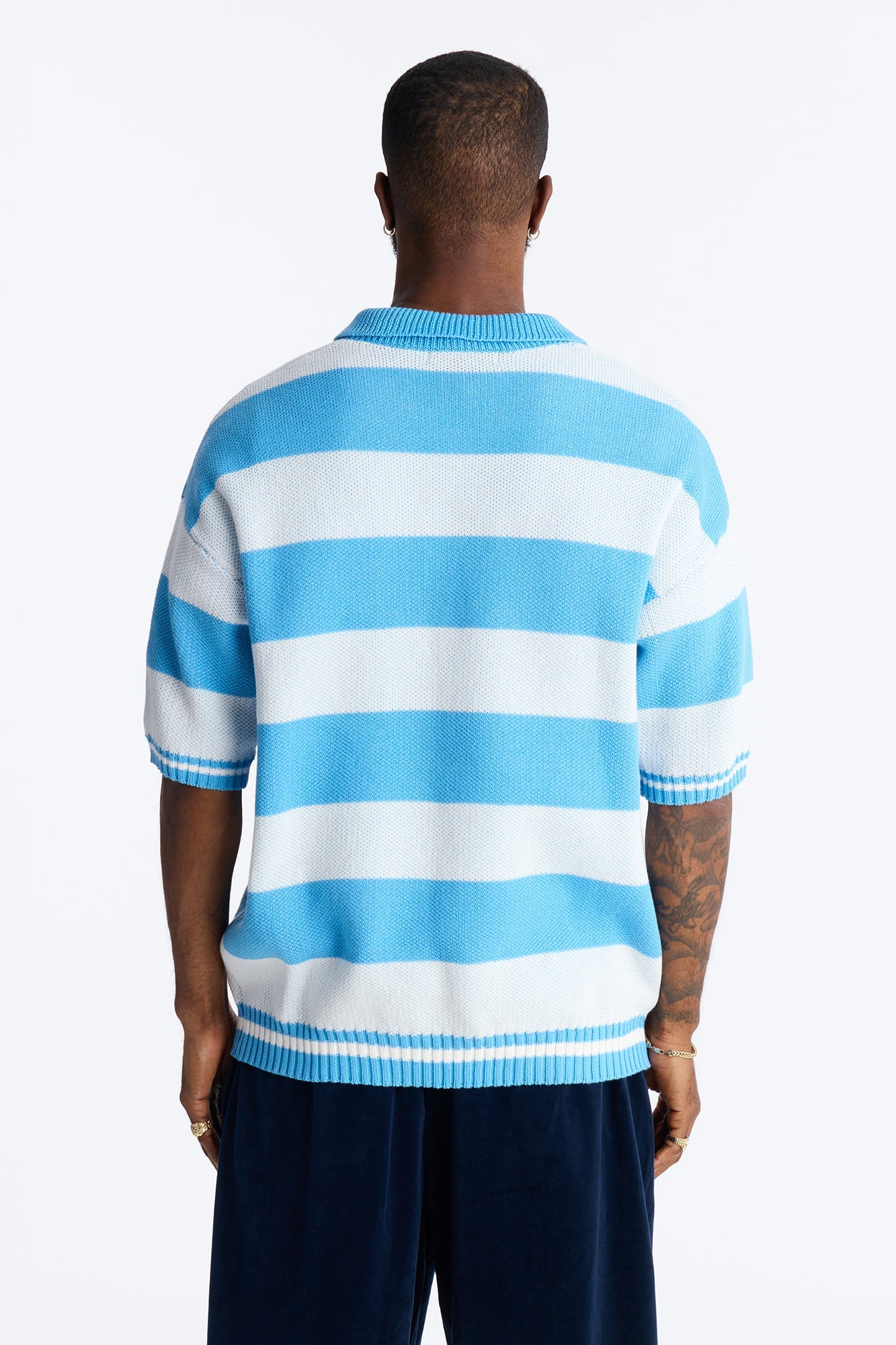 Motion Lines Short Sleeve Polo - Blue Fashion Nova