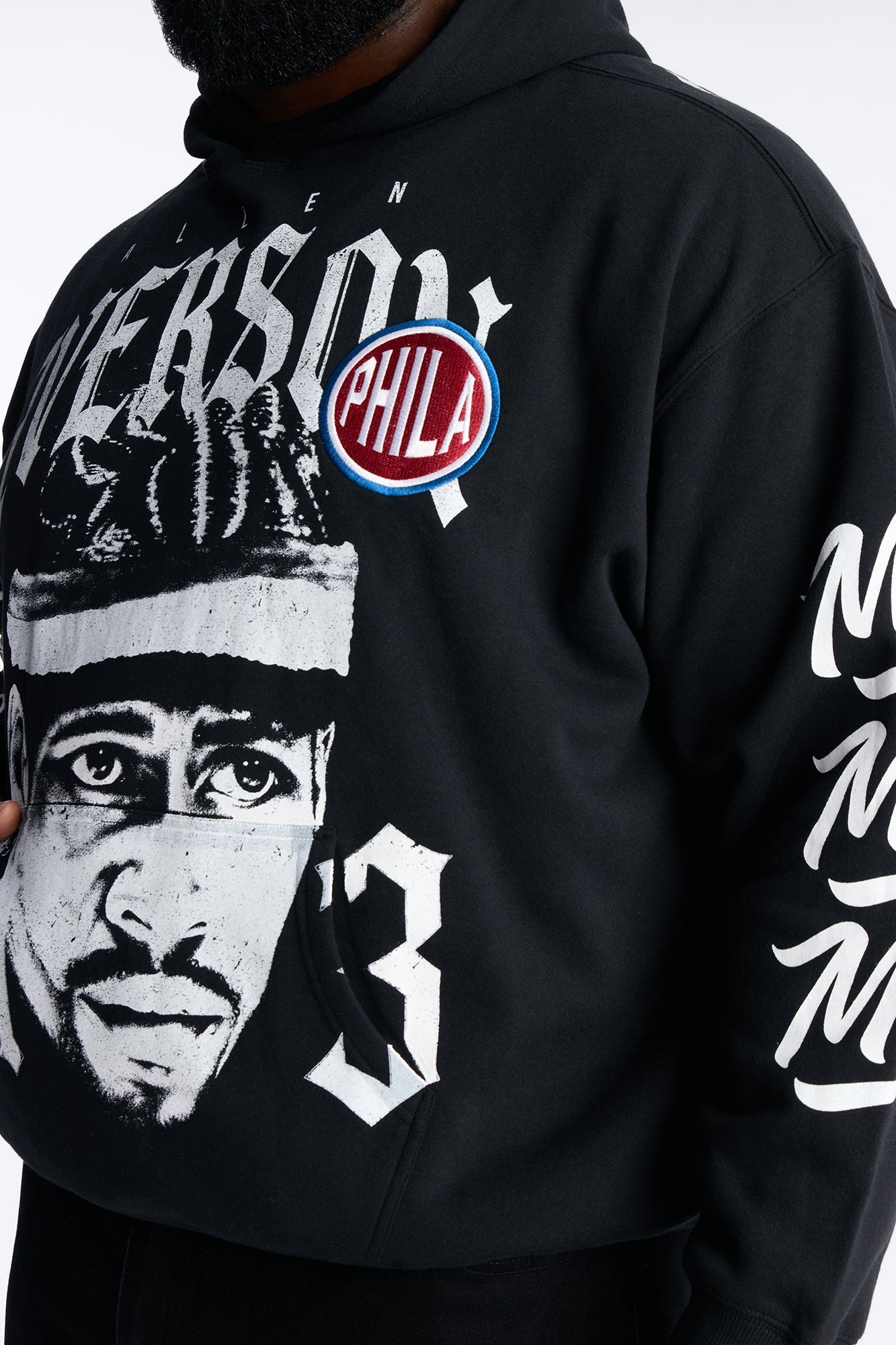 Allen Iverson MVP Embroidery Patch Oversized Hoodie - Black Fashion Nova