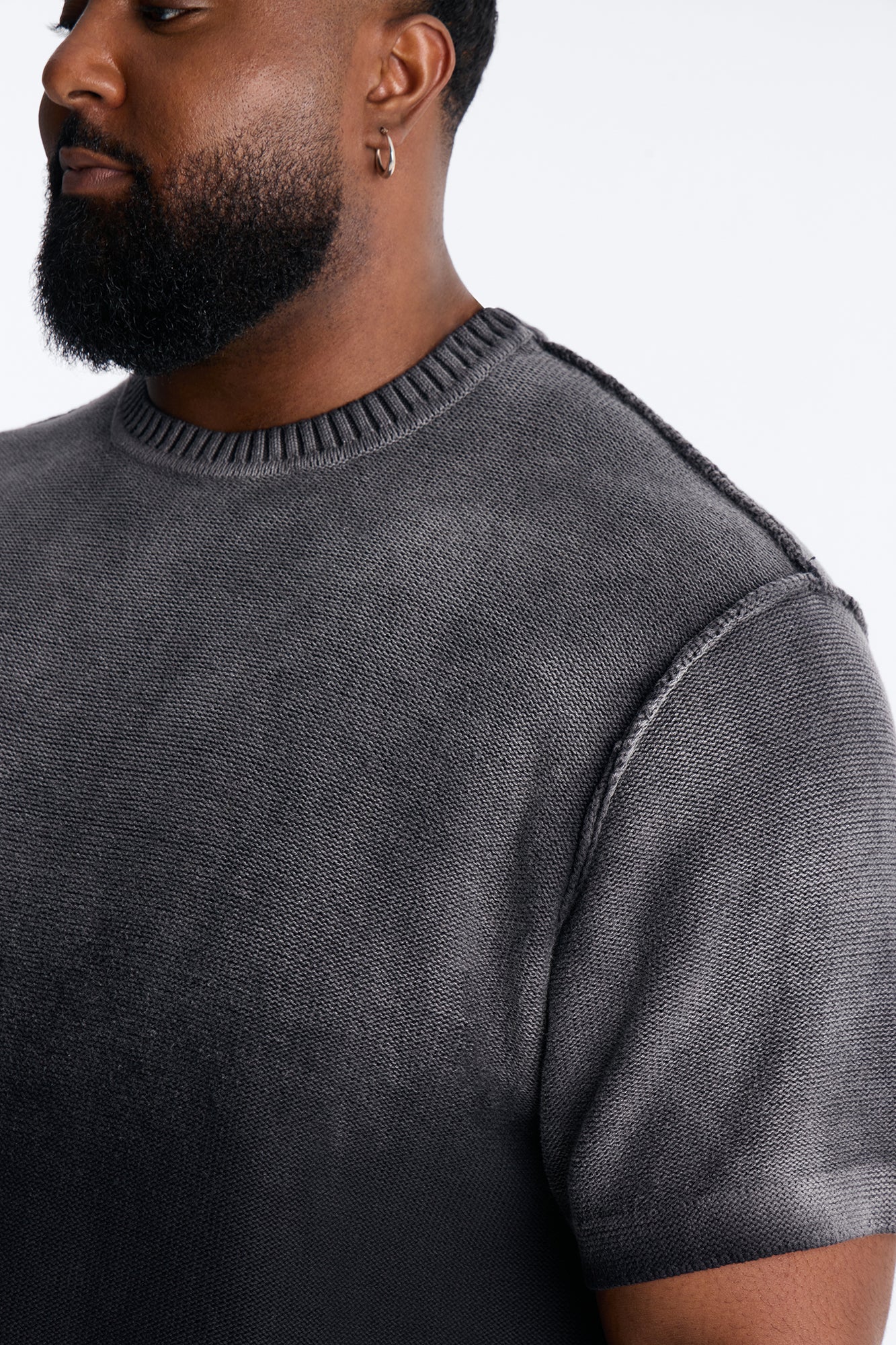 Slouch Ombre Crew Sweater Tee - Black Fashion Nova
