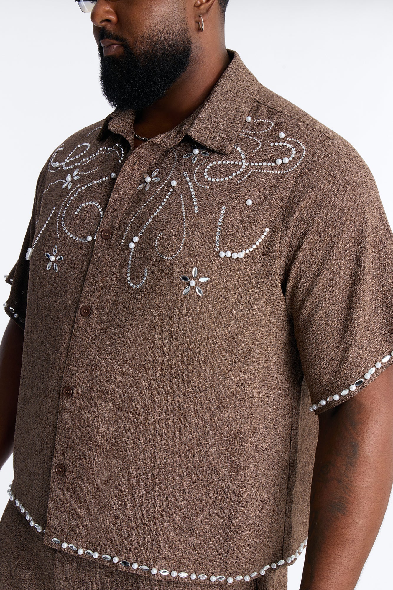 Cropped Wanderlust Pearl Journey Button Up - Brown Fashion Nova